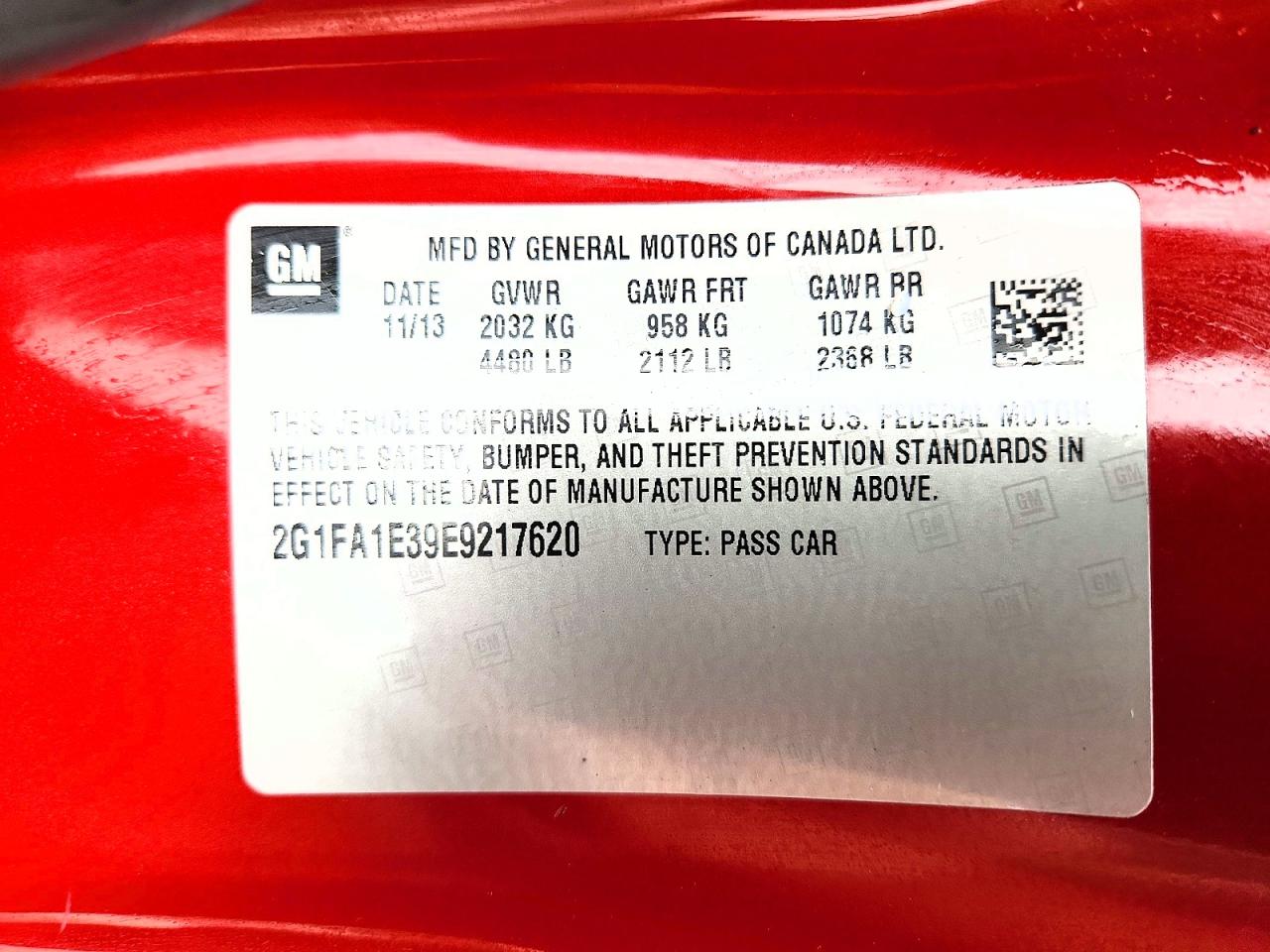 2014 Chevrolet Camaro Ls Red vin: 2G1FA1E39E9217620