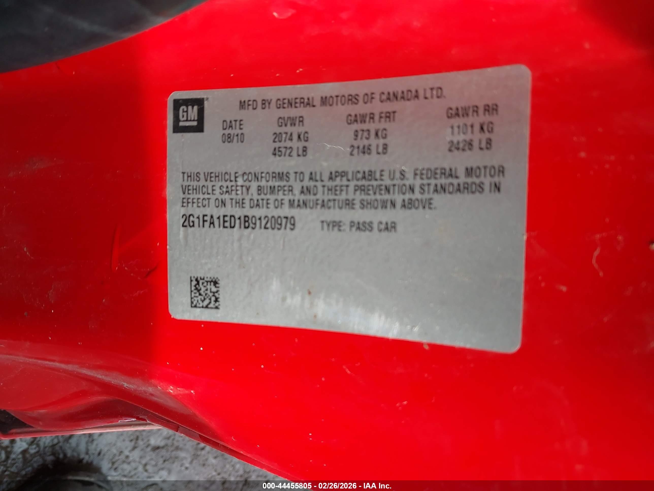 2011 Chevrolet Camaro 2ls Red vin: 2G1FA1ED1B9120979