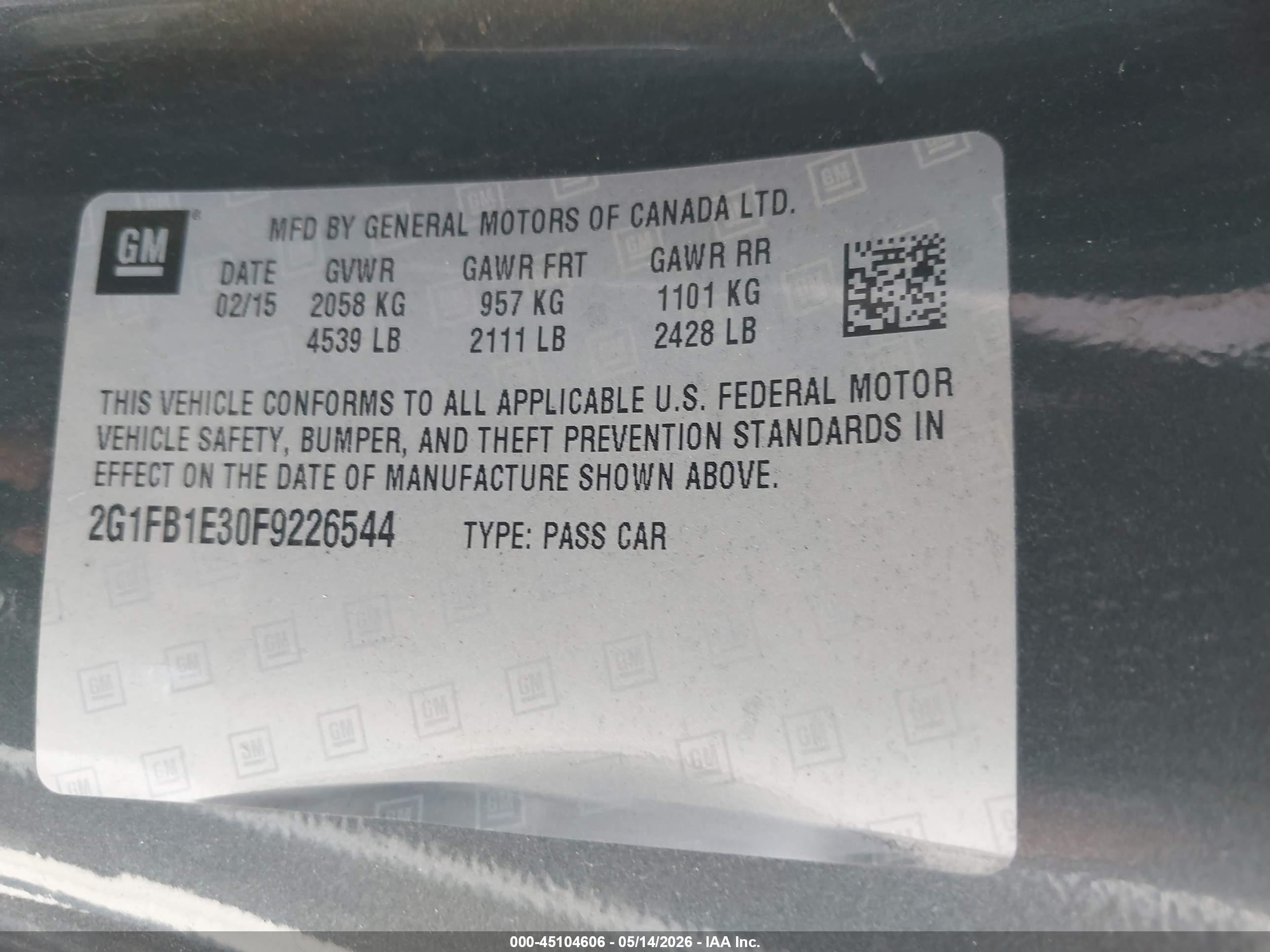 2015 Chevrolet Camaro 2ls Серый vin: 2G1FB1E30F9226544