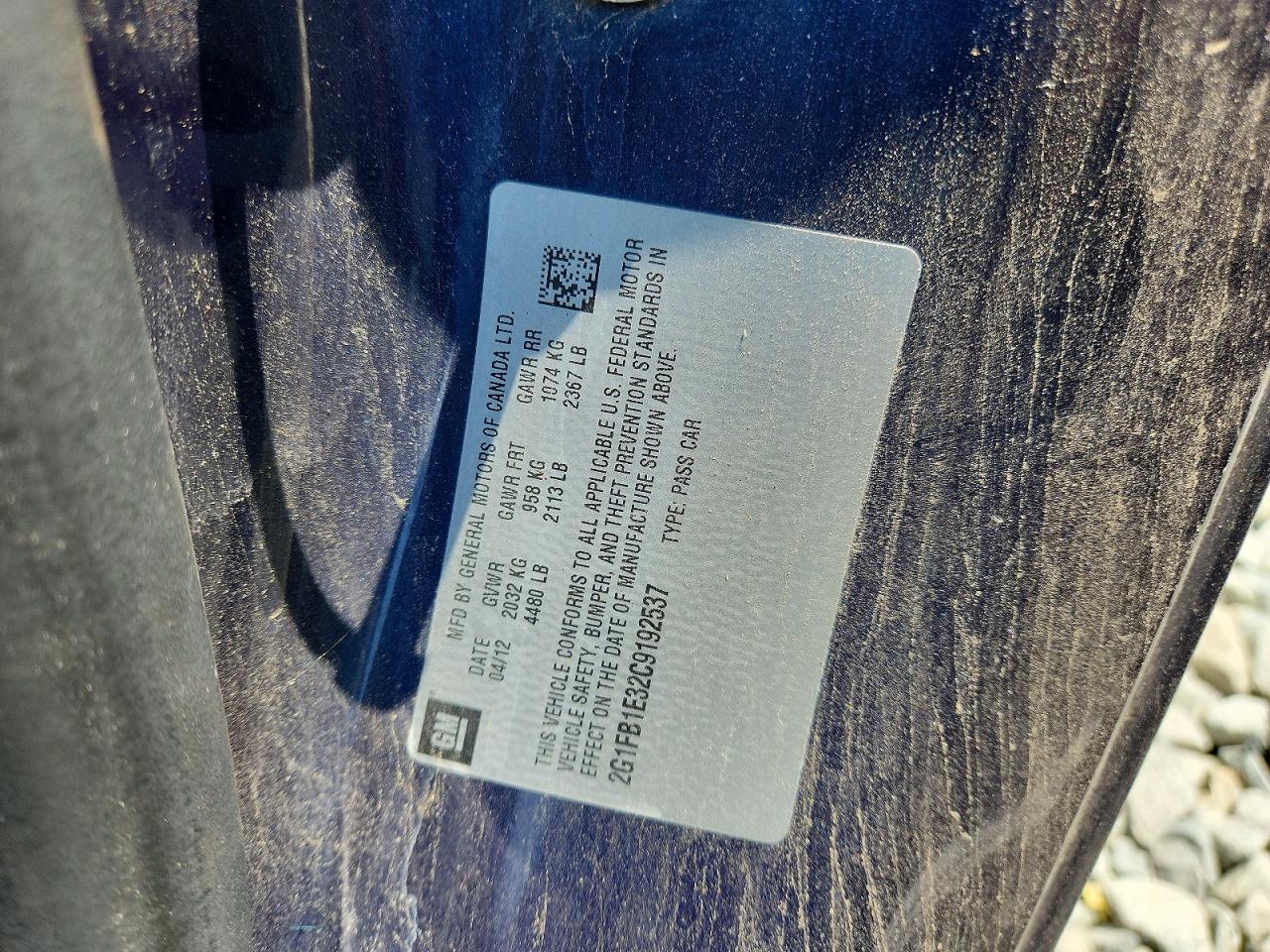 2012 Chevrolet Camaro Lt Blue vin: 2G1FB1E32C9192537