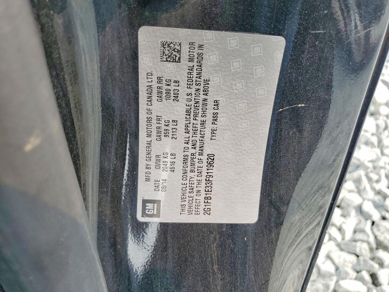2015 Chevrolet Camaro Black vin: 2G1FB1E33F9119620