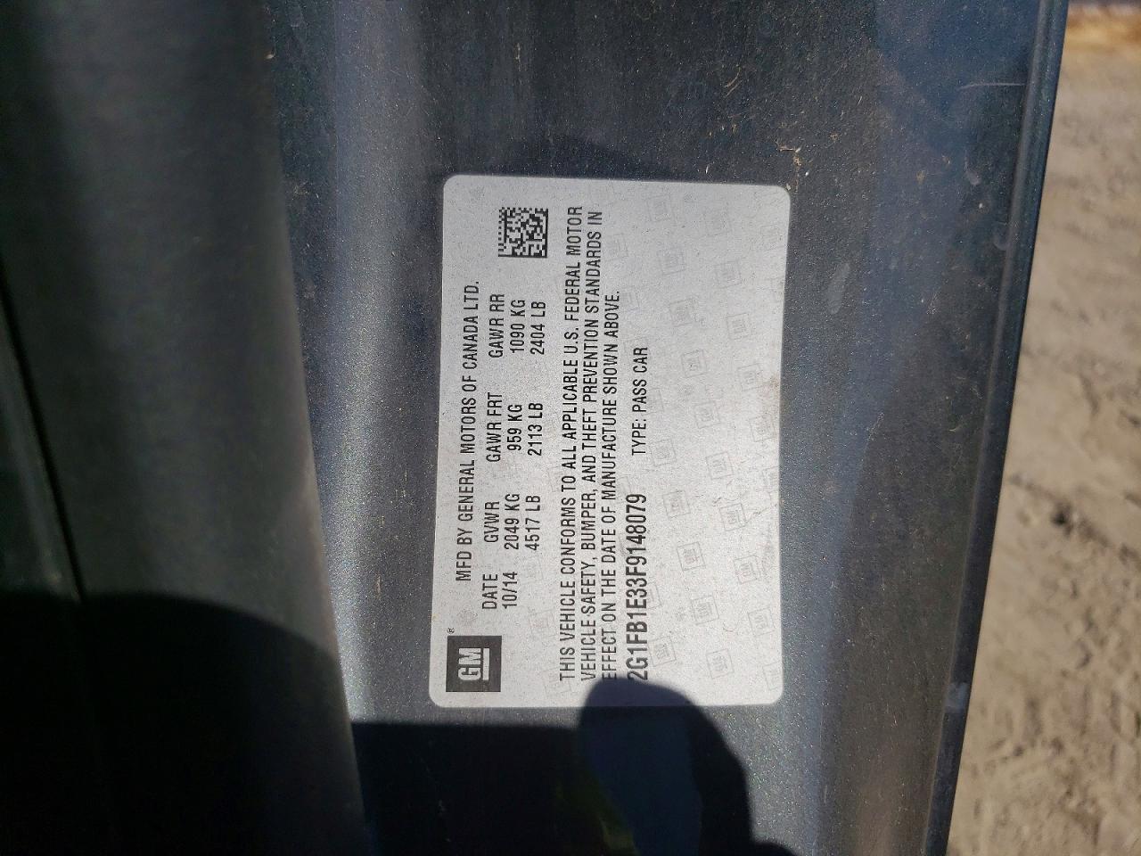 2015 Chevrolet Camaro Ls Gray vin: 2G1FB1E33F9148079