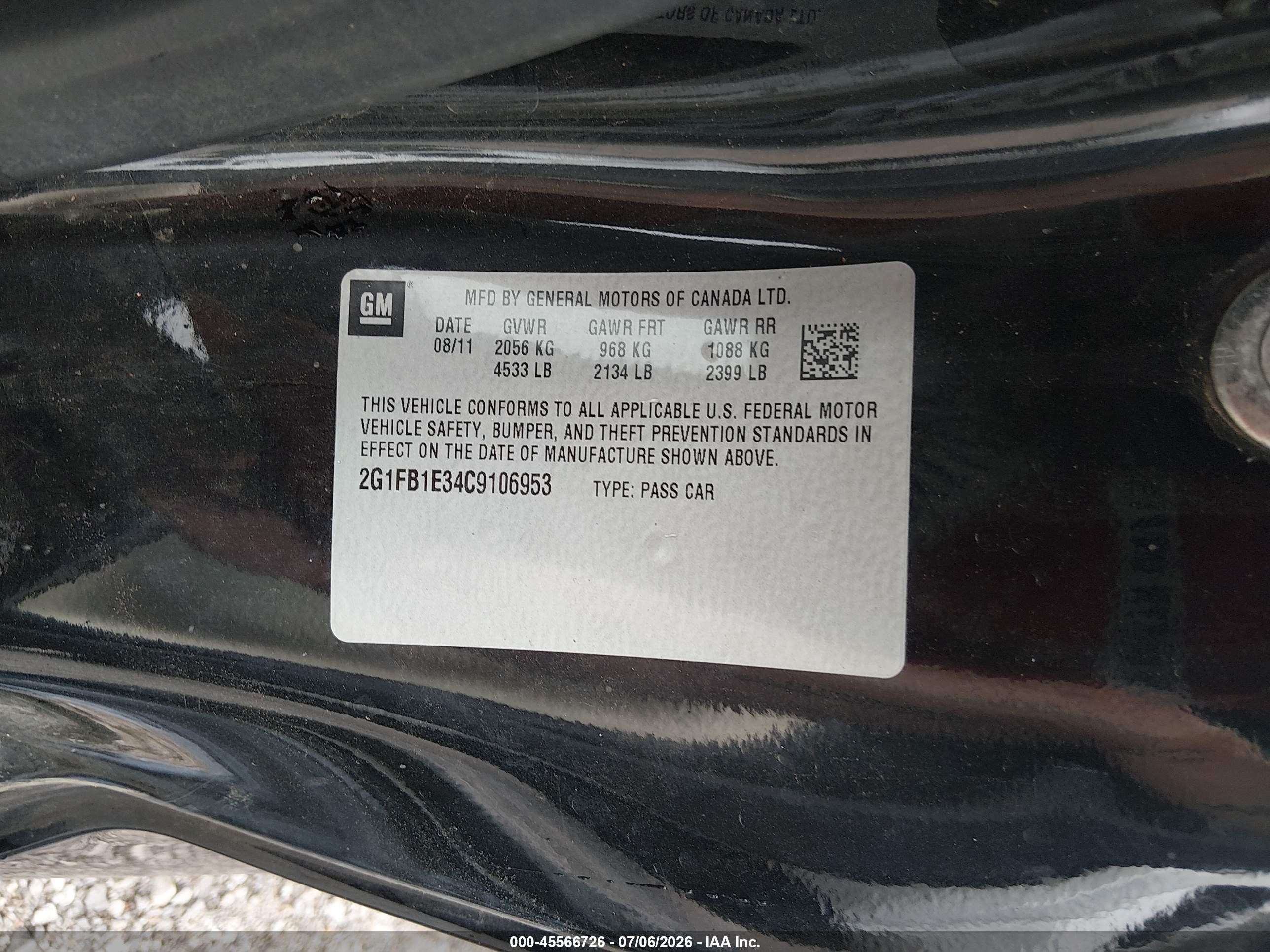 2012 Chevrolet Camaro 1lt Black vin: 2G1FB1E34C9106953