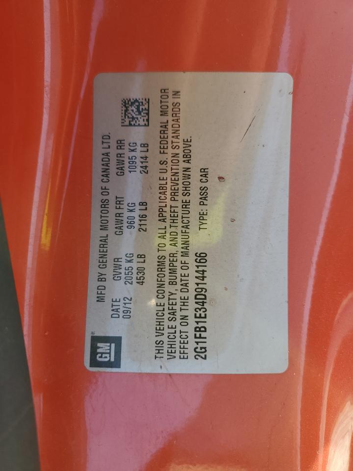 2013 Chevrolet Camaro Lt Оранжевый vin: 2G1FB1E34D9144166