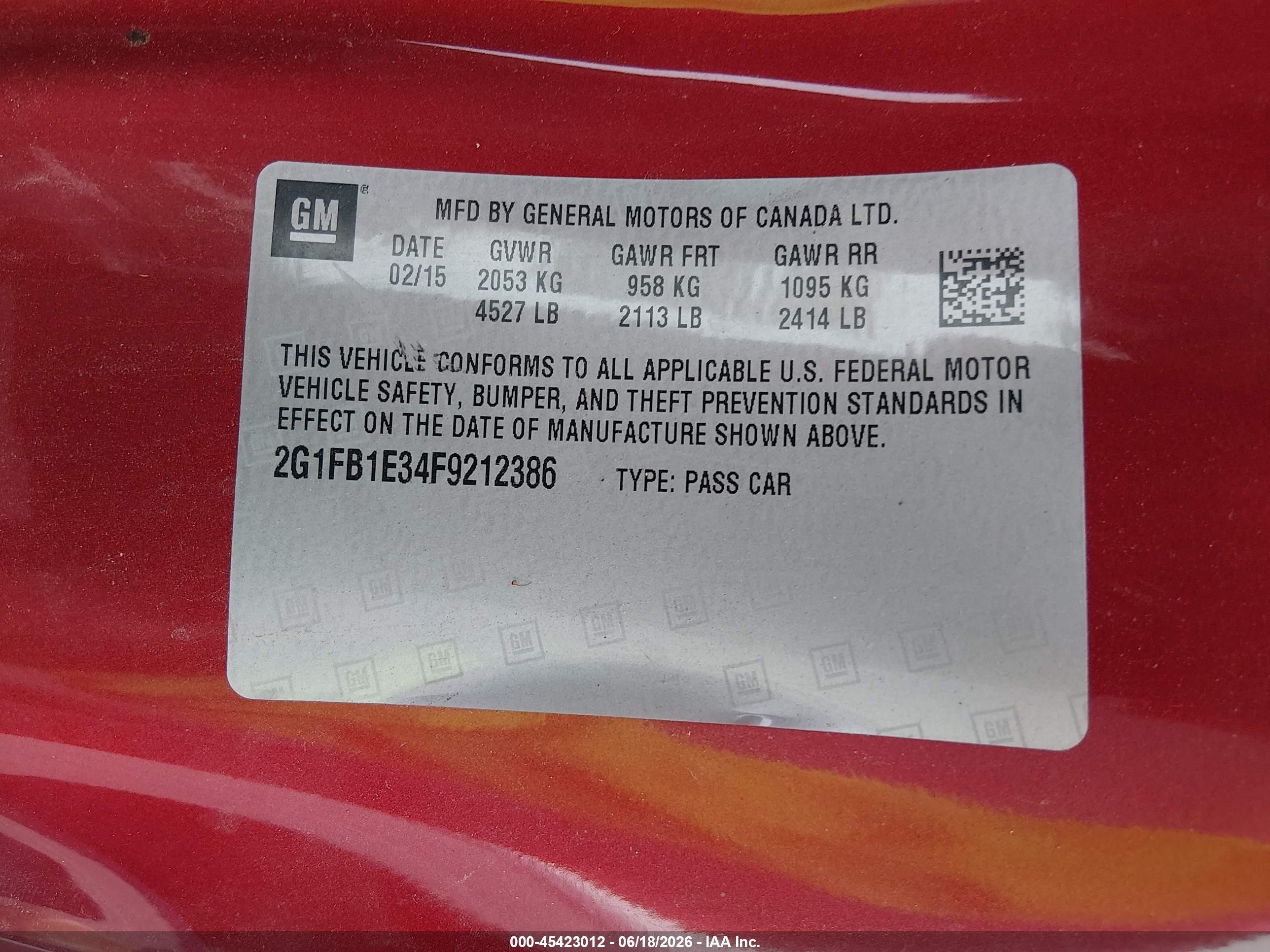 2015 Chevrolet Camaro 2ls Красный vin: 2G1FB1E34F9212386