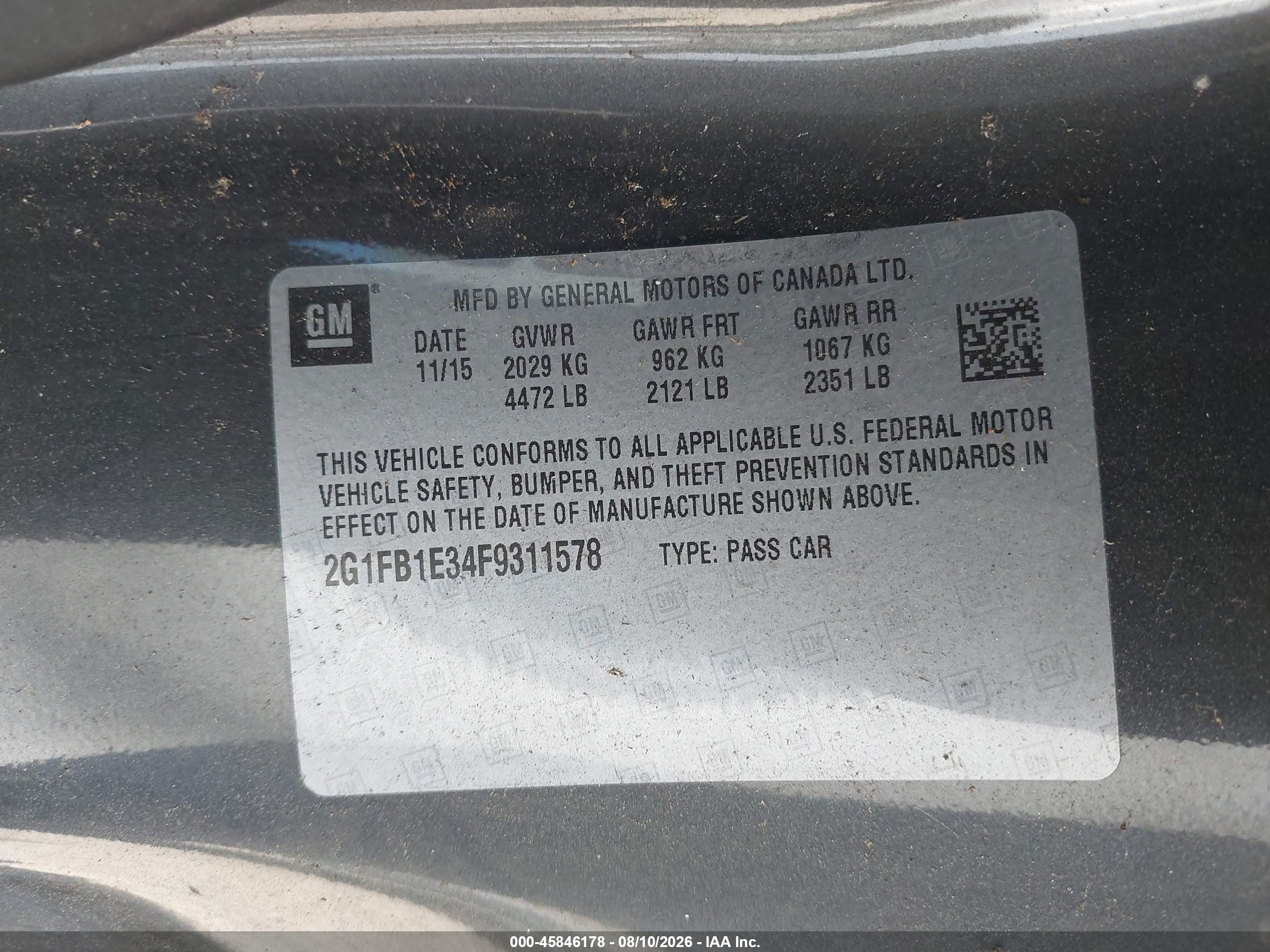 2015 Chevrolet Camaro 2ls Gray vin: 2G1FB1E34F9311578