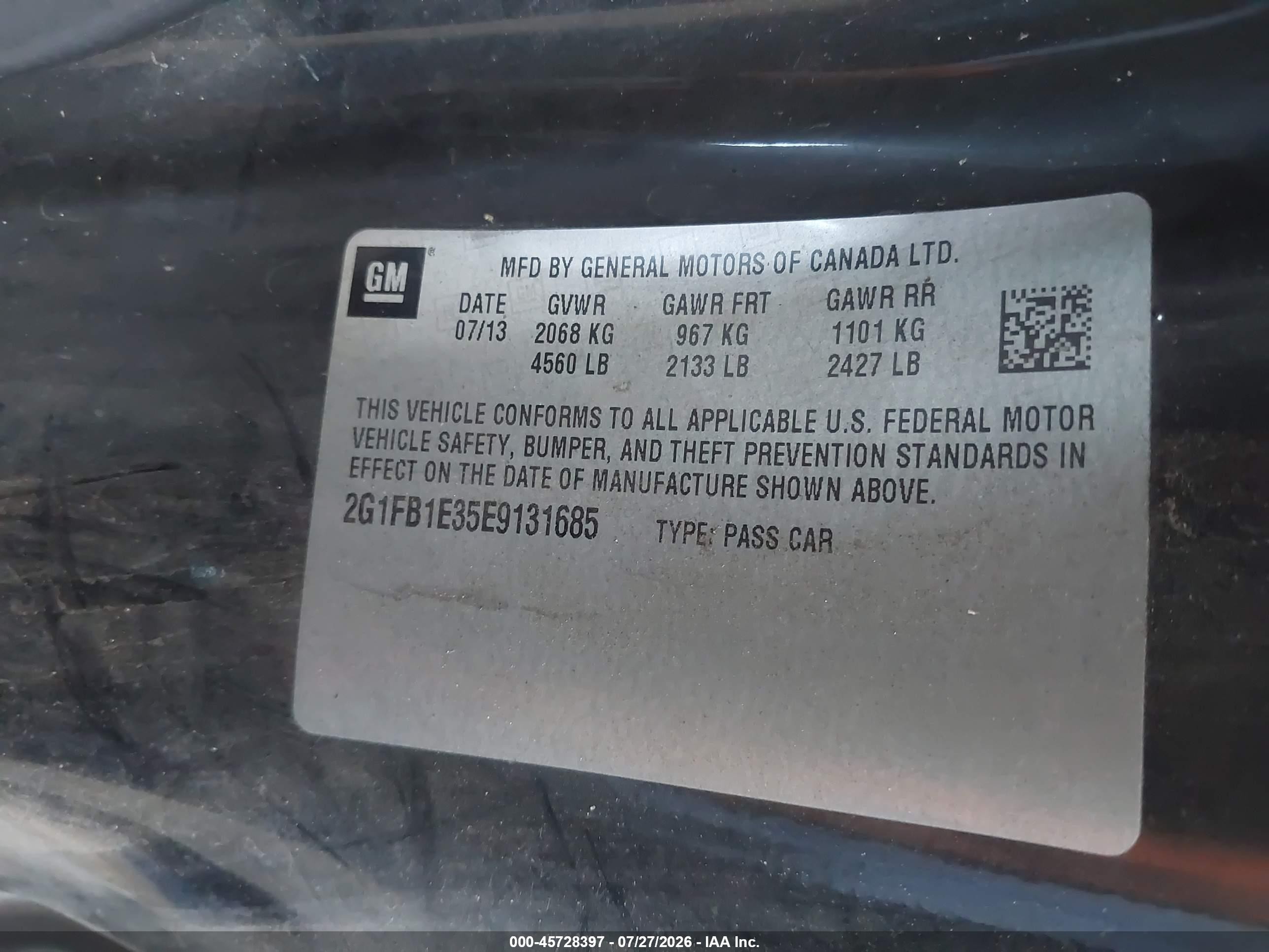 2014 Chevrolet Camaro 1lt Черный vin: 2G1FB1E35E9131685