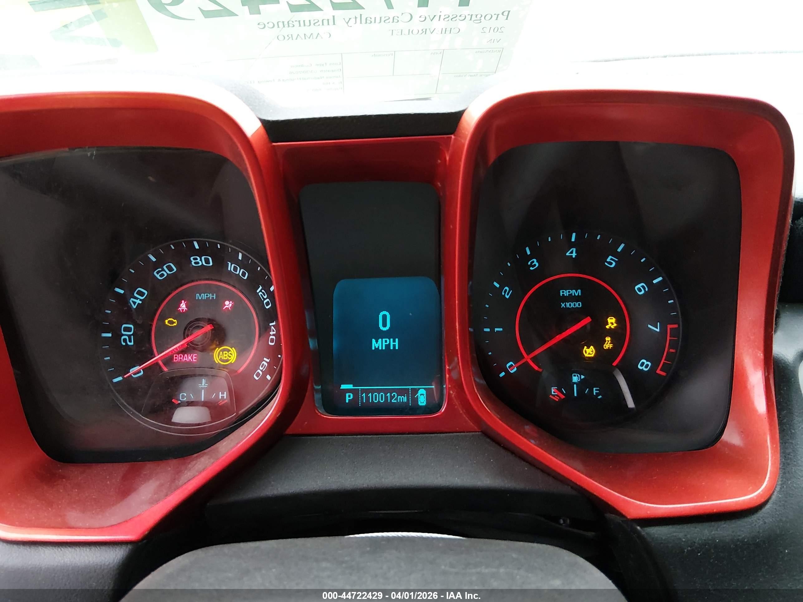 2012 Chevrolet Camaro 1lt Red vin: 2G1FB1E36C9184098