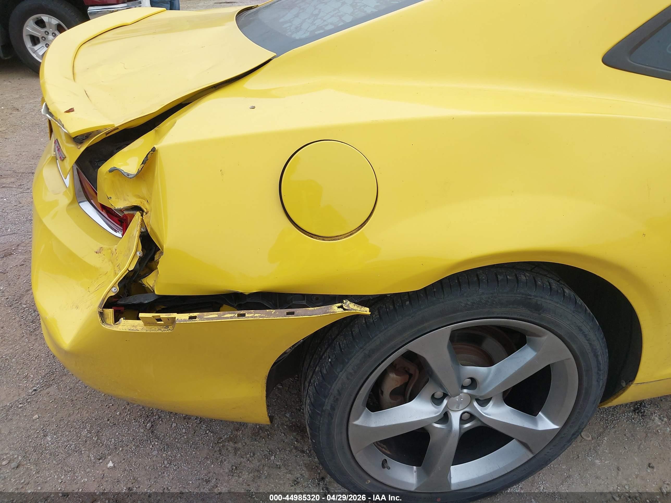 2013 Chevrolet Camaro 1lt Yellow vin: 2G1FB1E36D9154603
