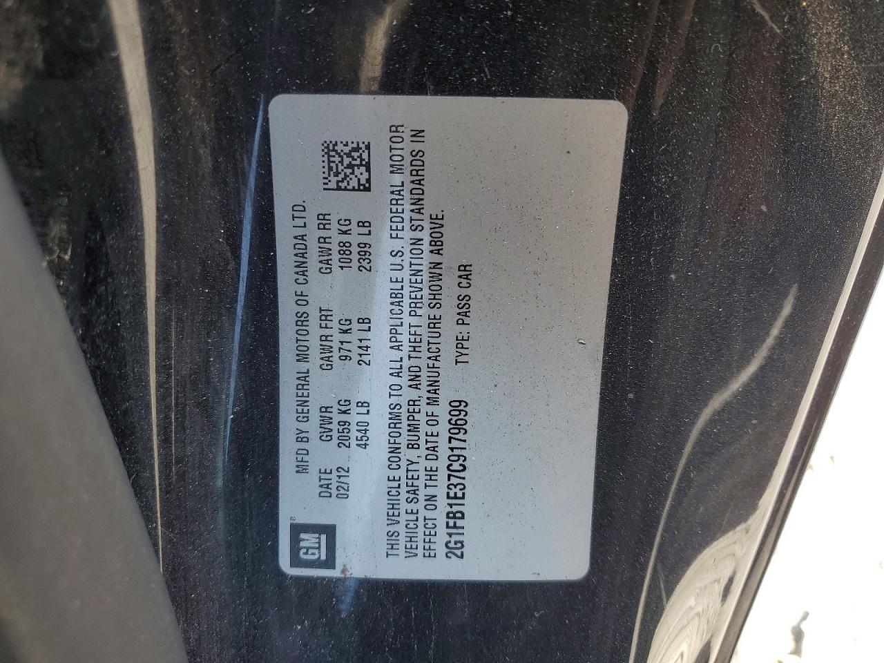 2012 Chevrolet Camaro Lt Black vin: 2G1FB1E37C9179699