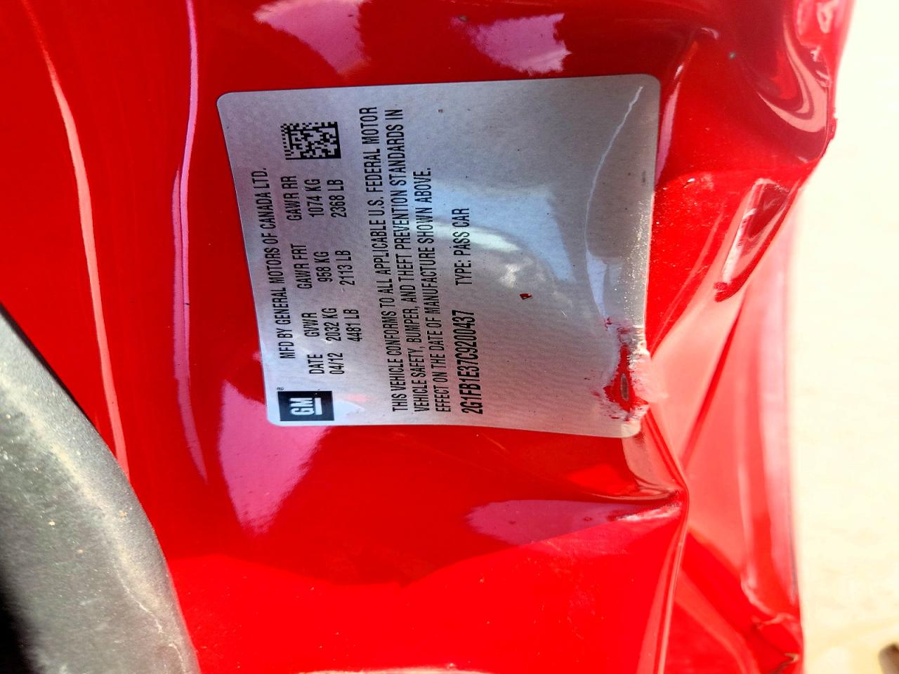 2012 Chevrolet Camaro Lt Red vin: 2G1FB1E37C9200437