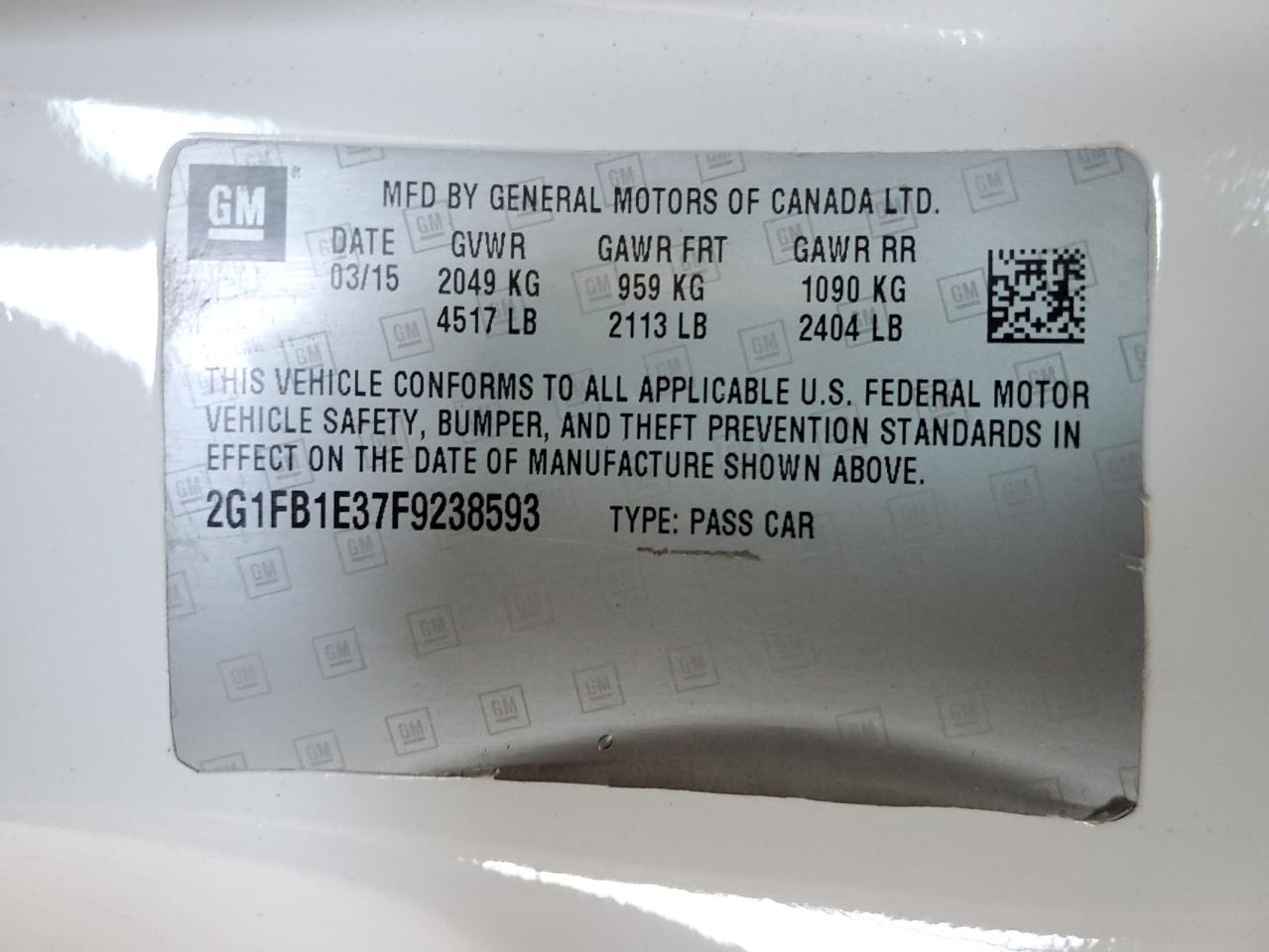 2015 Chevrolet Camaro Ls White vin: 2G1FB1E37F9238593