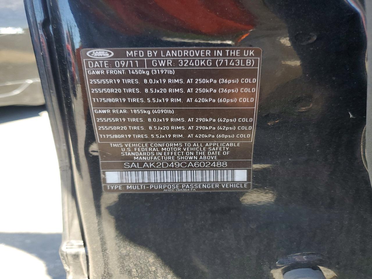 2012 Land Rover Lr4 Hse Luxury Black vin: SALAK2D49CA602488