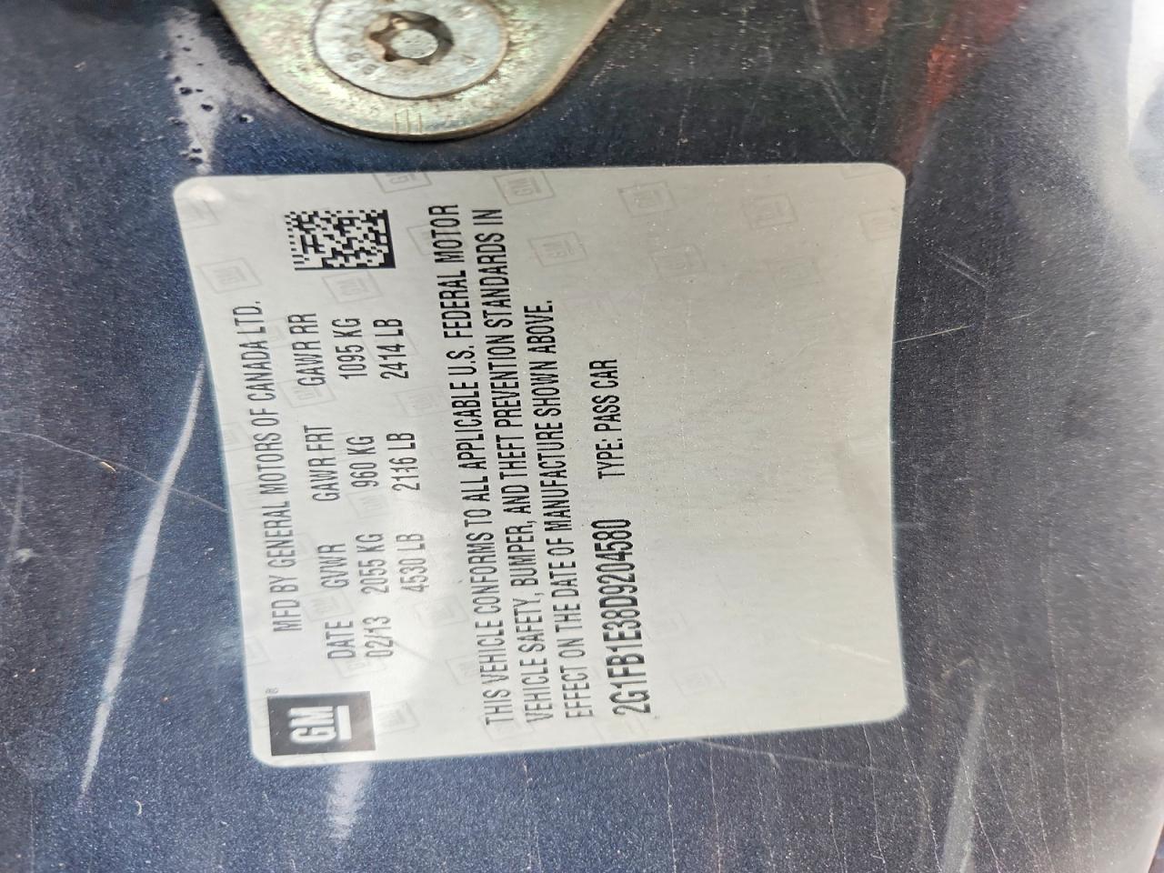 2013 Chevrolet Camaro Lt Blue vin: 2G1FB1E38D9204580