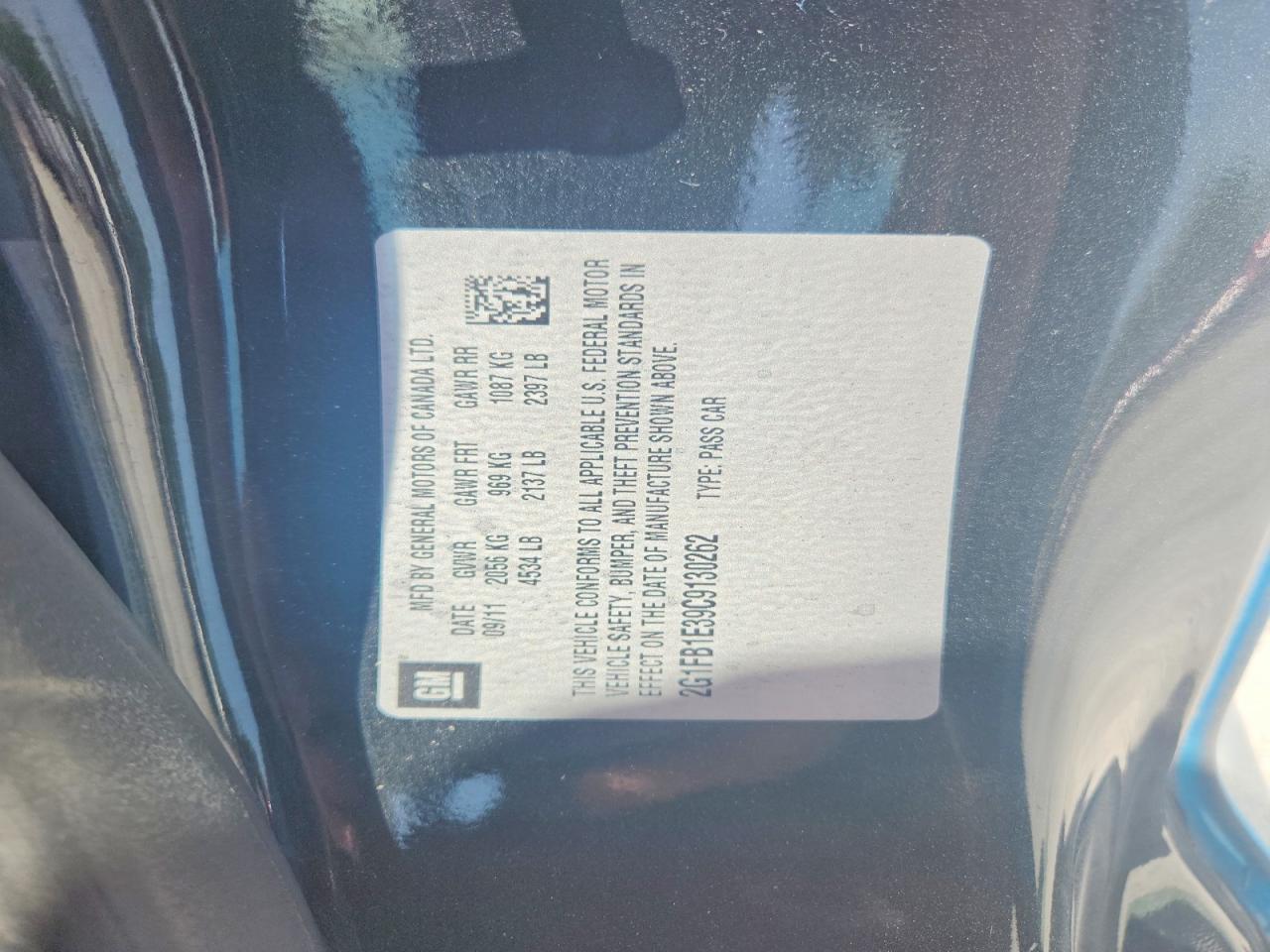 2012 Chevrolet Camaro Lt Blue vin: 2G1FB1E39C9130262