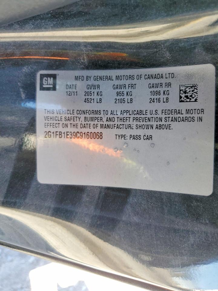 2012 Chevrolet Camaro Lt Black vin: 2G1FB1E39C9160068