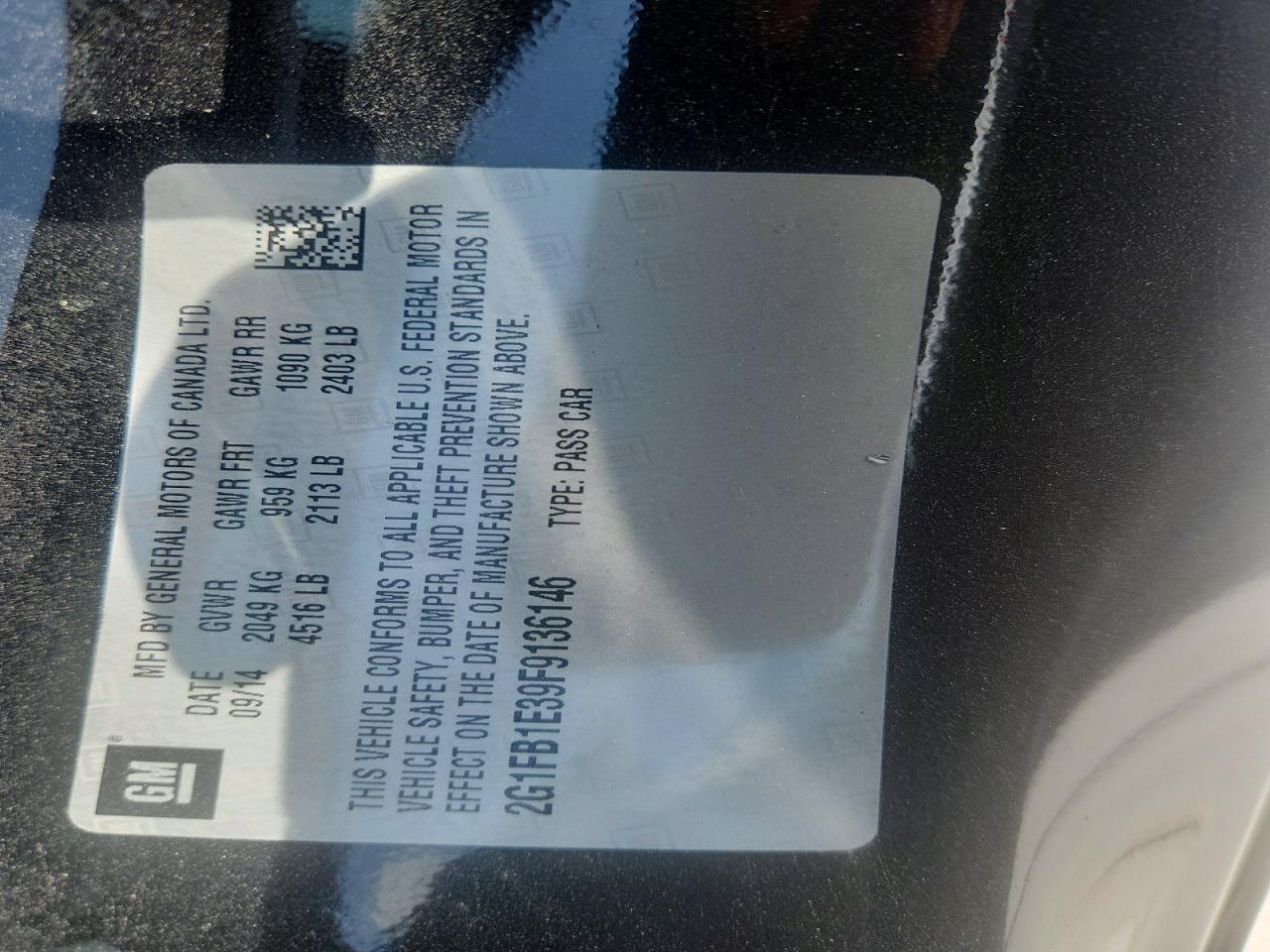 2015 Chevrolet Camaro Ls Black vin: 2G1FB1E39F9136146