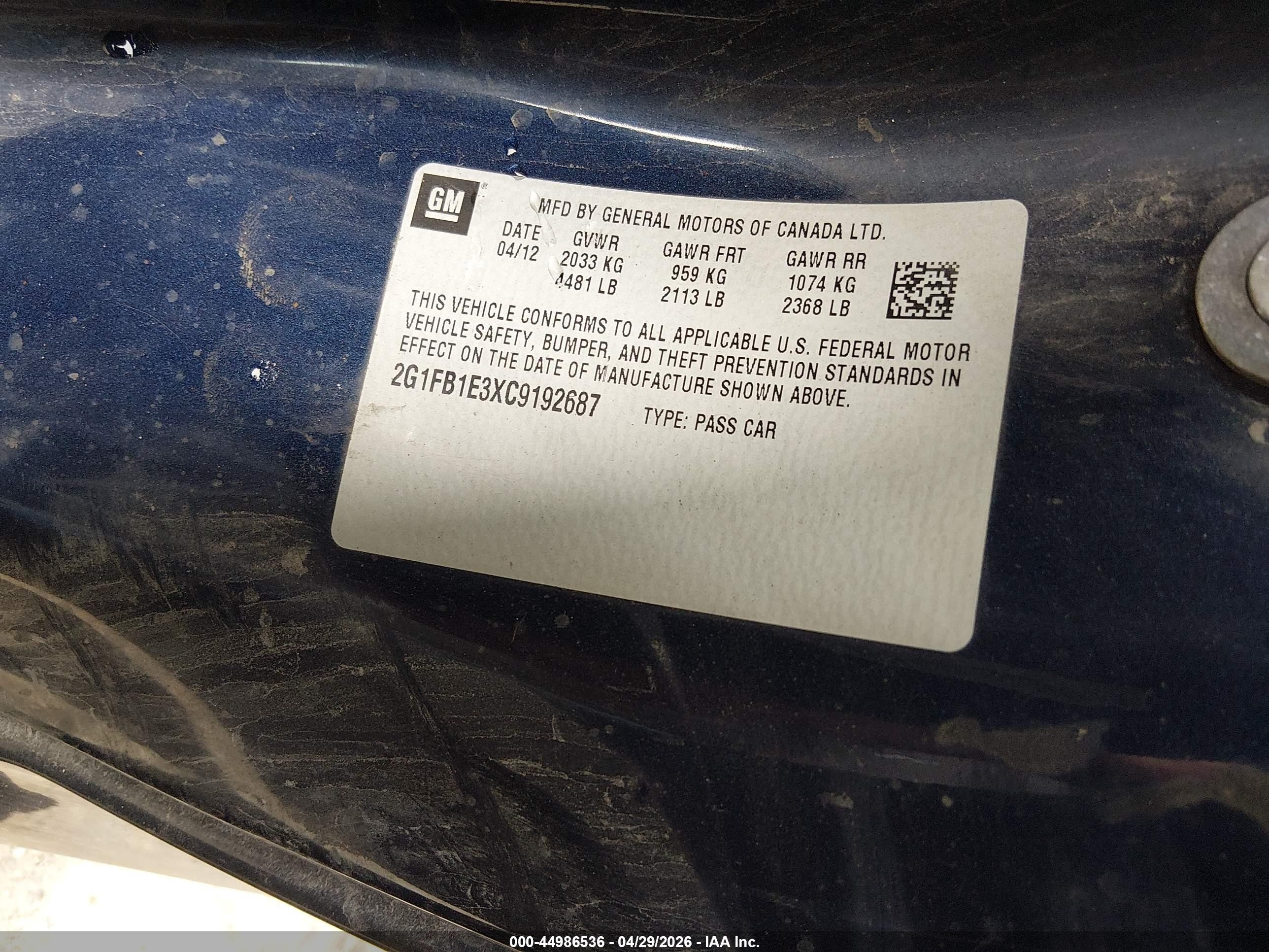 2012 Chevrolet Camaro 1lt Синий vin: 2G1FB1E3XC9192687