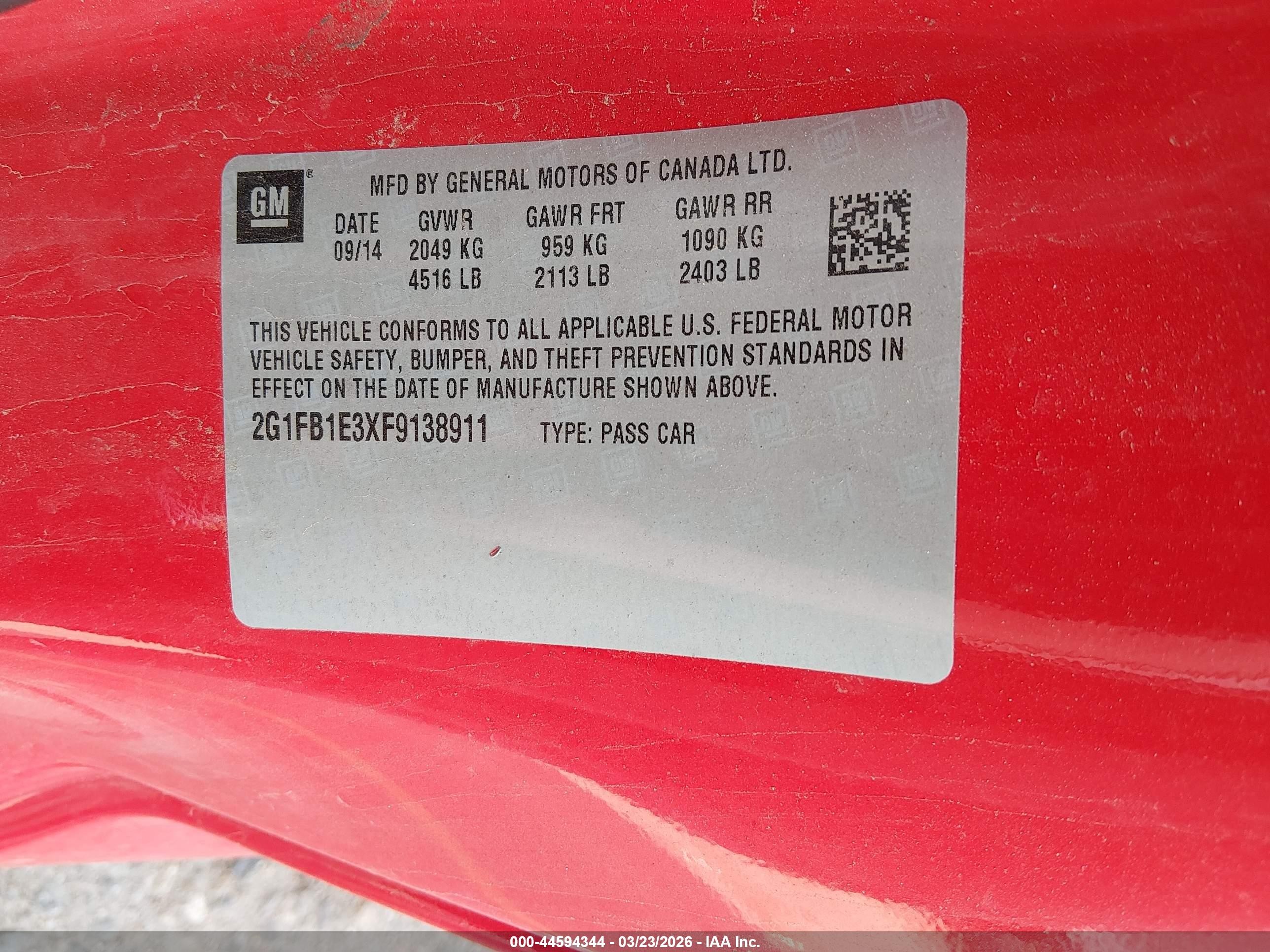 2015 Chevrolet Camaro 2ls Red vin: 2G1FB1E3XF9138911