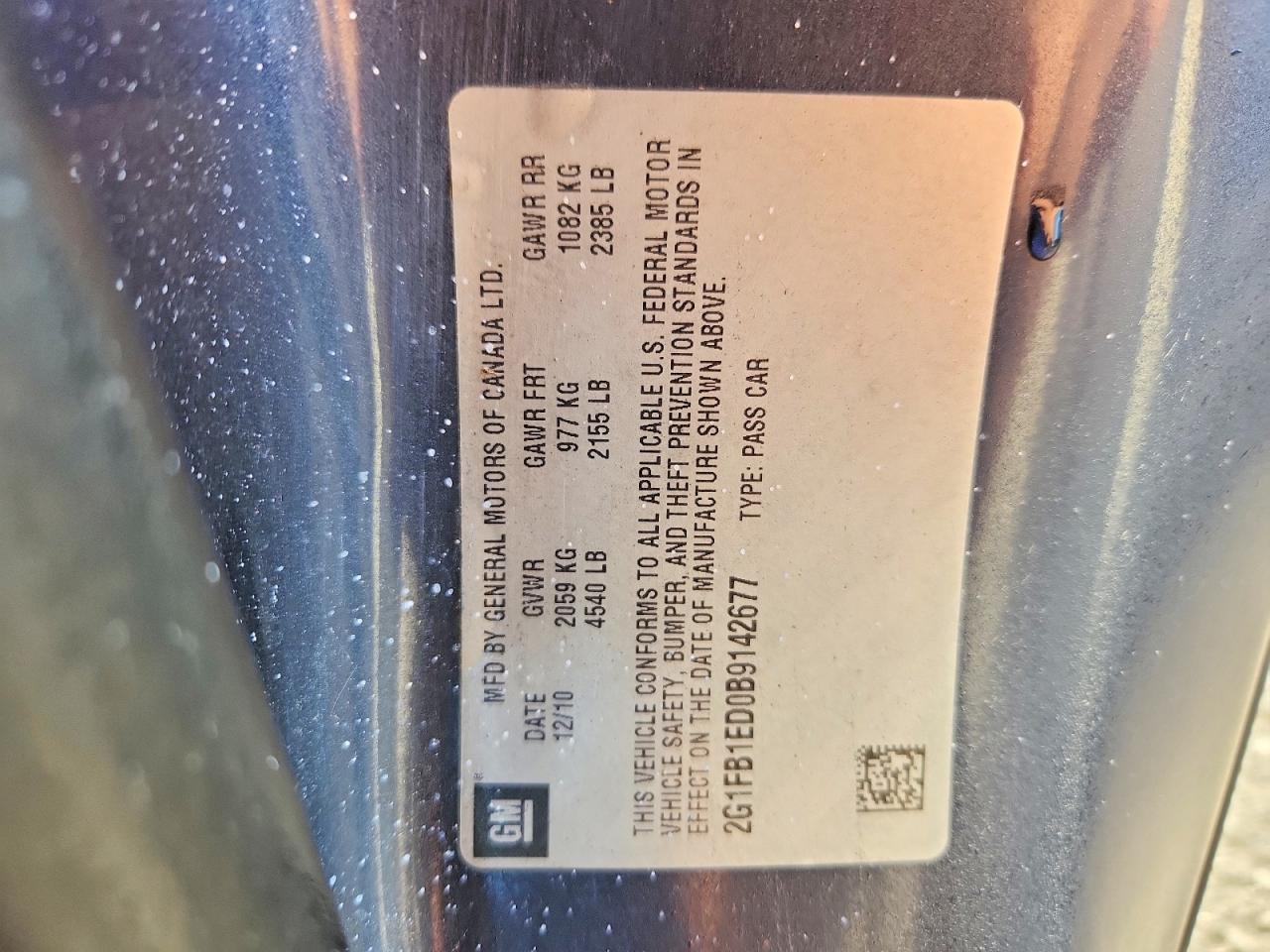 2011 Chevrolet Camaro Lt Blue vin: 2G1FB1ED0B9142677