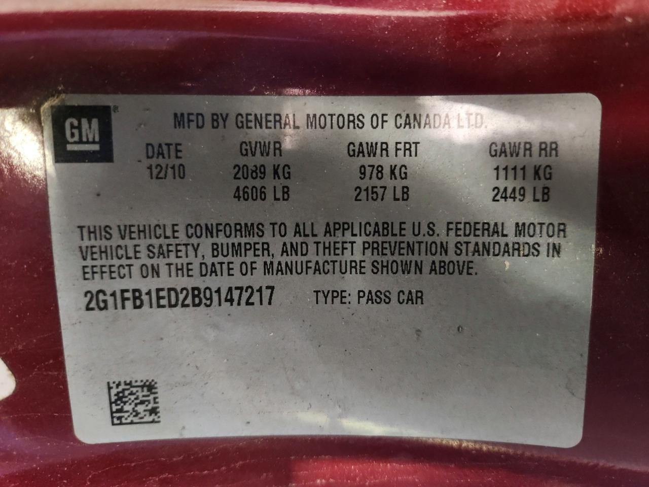 2011 Chevrolet Camaro Lt Красный vin: 2G1FB1ED2B9147217