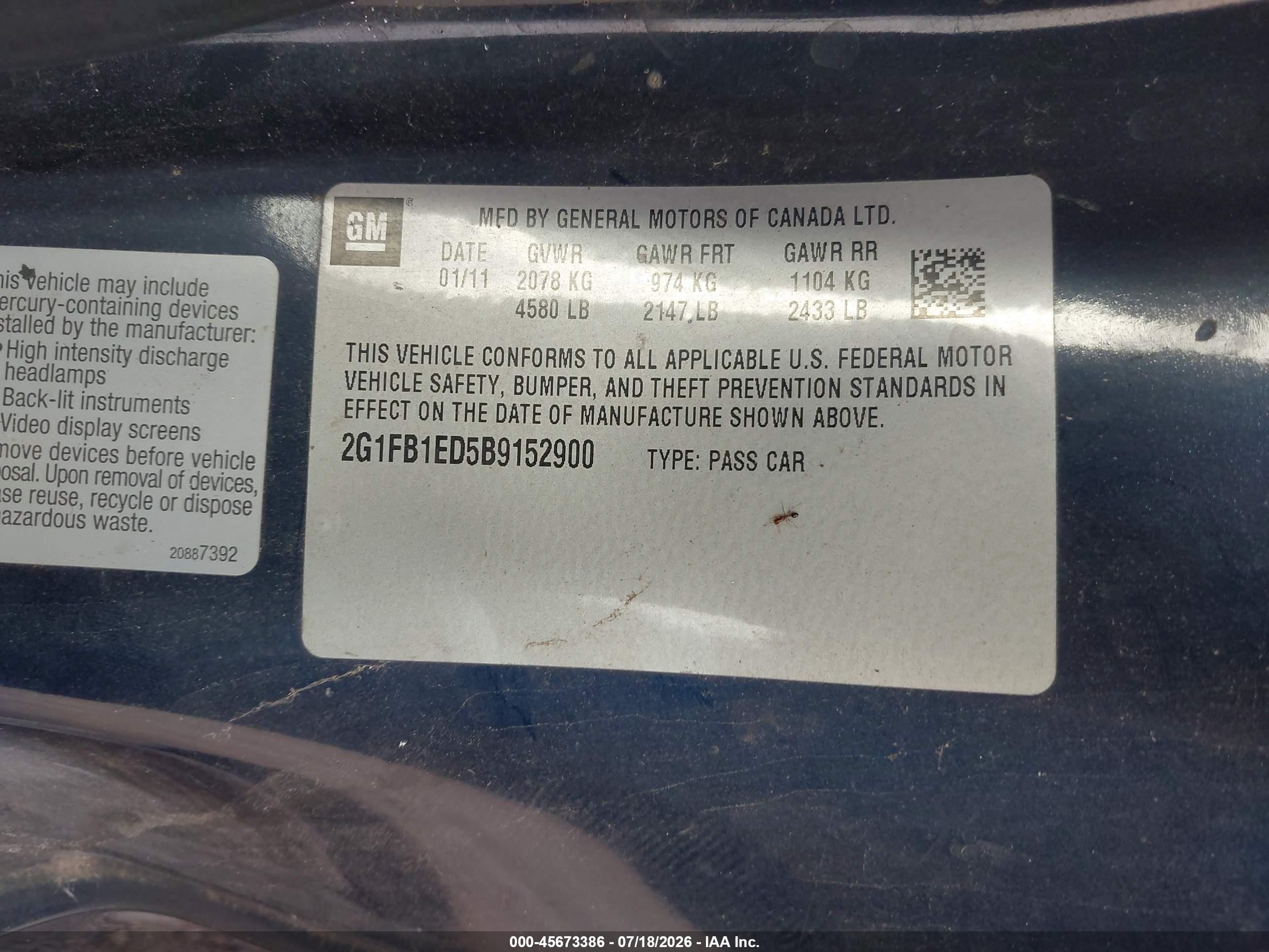 2011 Chevrolet Camaro 1lt Dark Blue vin: 2G1FB1ED5B9152900