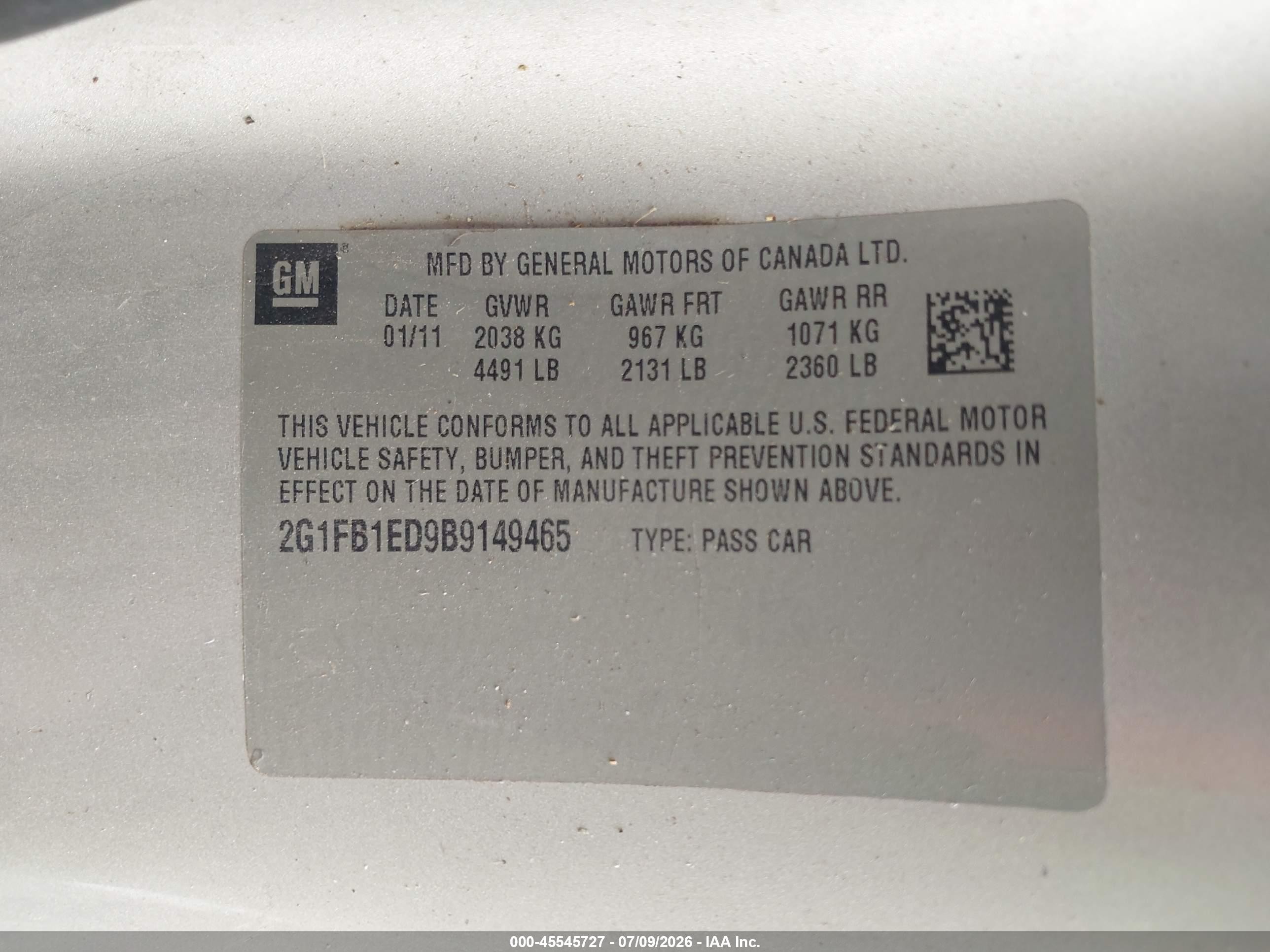 2011 Chevrolet Camaro 1lt Silver vin: 2G1FB1ED9B9149465