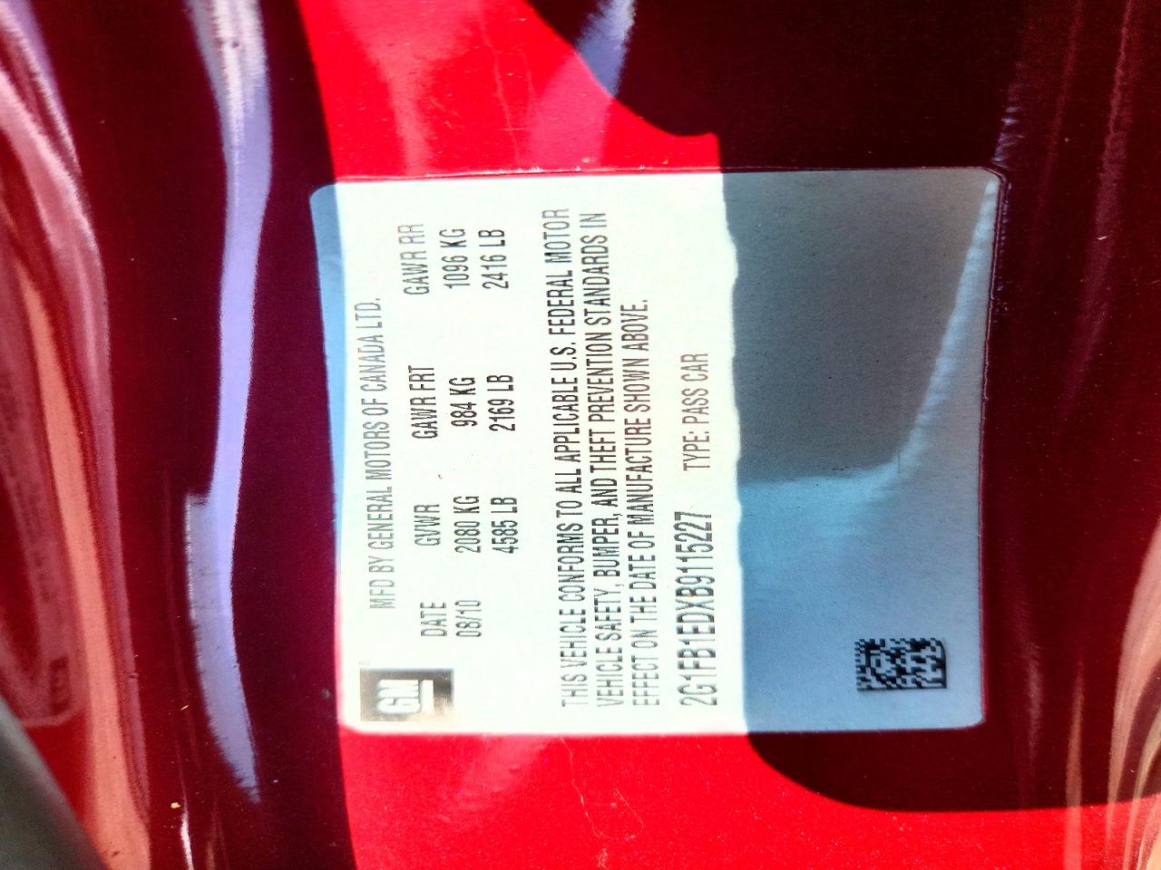 2011 Chevrolet Camaro Lt Maroon vin: 2G1FB1EDXB9115227