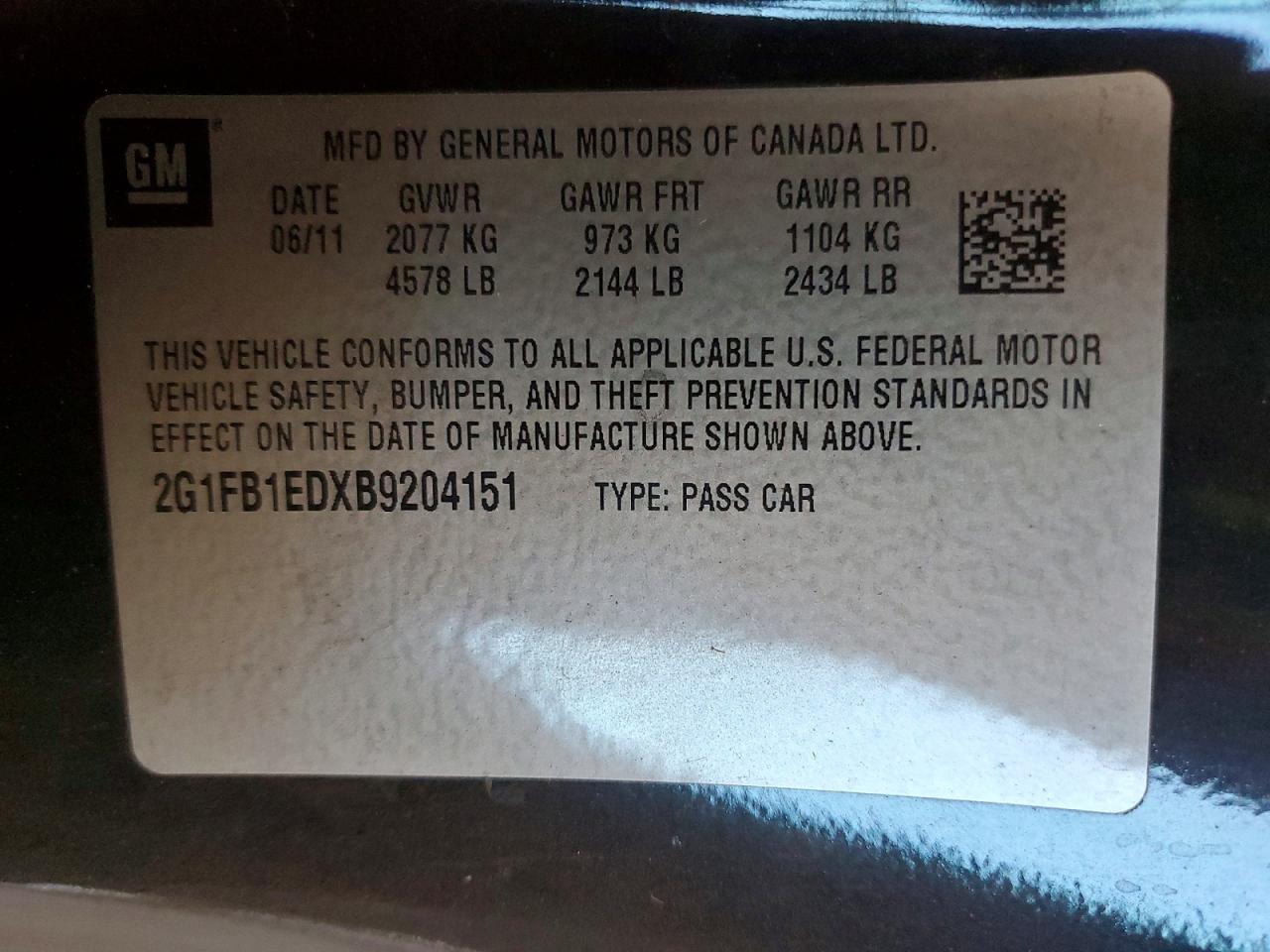 2011 Chevrolet Camaro Lt Black vin: 2G1FB1EDXB9204151