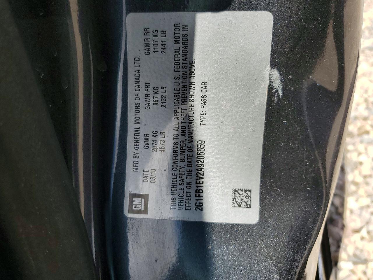 2010 Chevrolet Camaro Lt Blue vin: 2G1FB1EV2A9206659