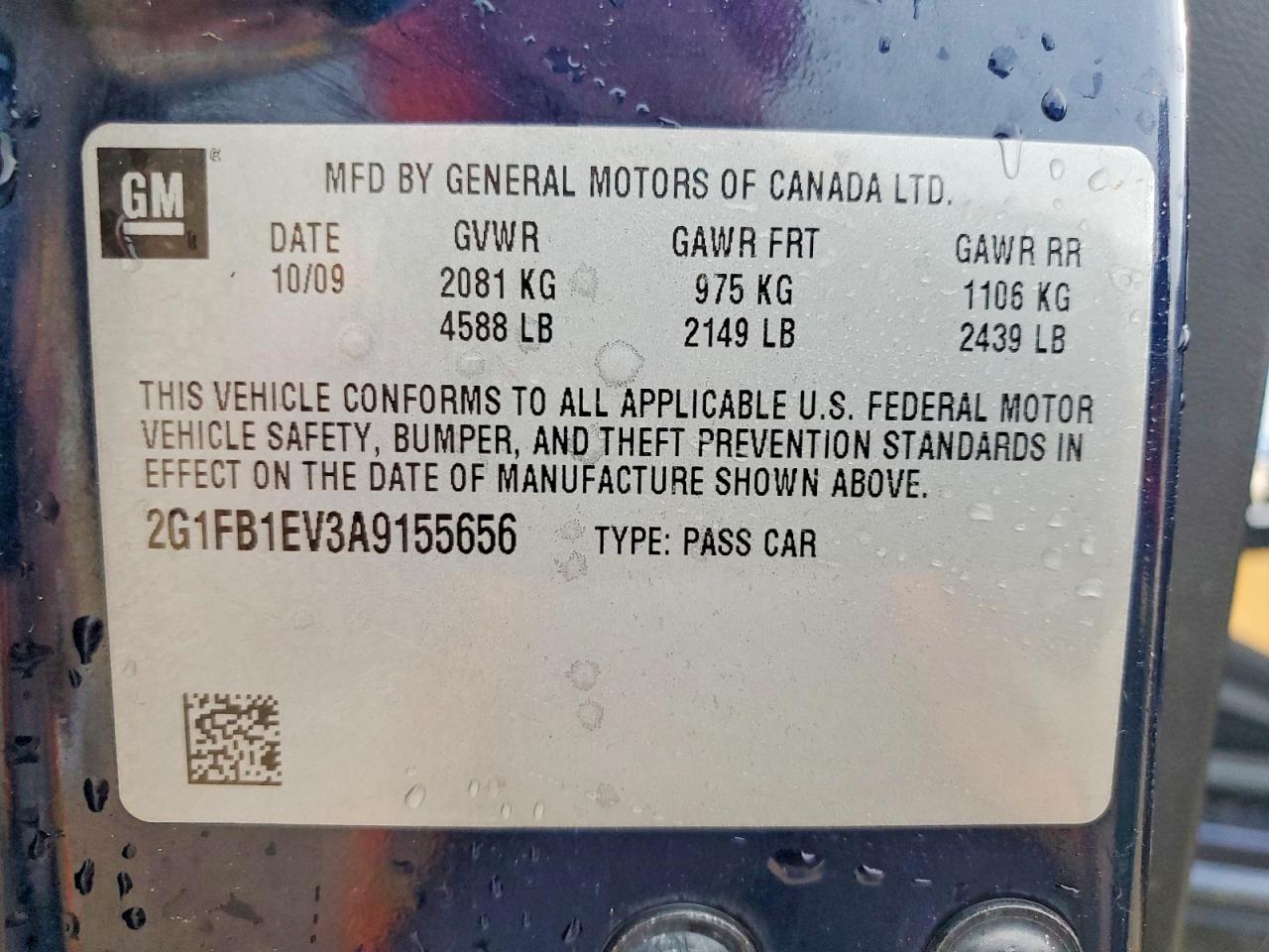 2010 Chevrolet Camaro Lt Blue vin: 2G1FB1EV3A9155656