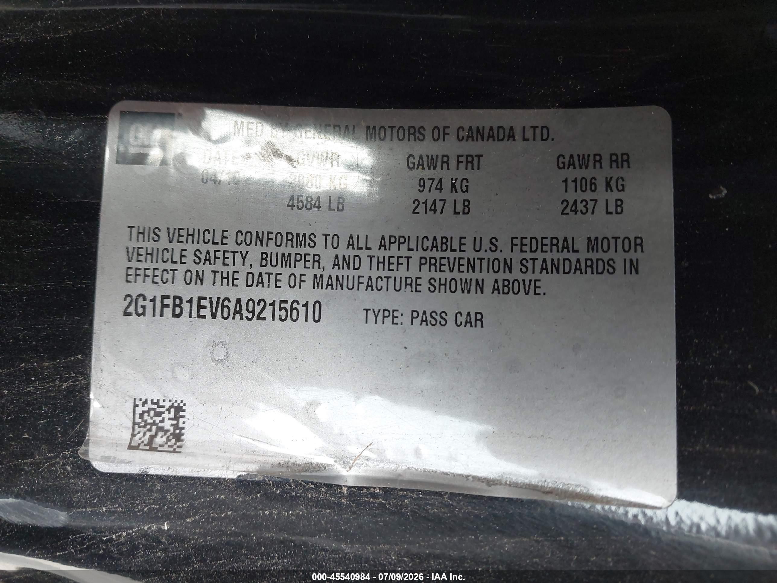 2010 Chevrolet Camaro 1lt Black vin: 2G1FB1EV6A9215610