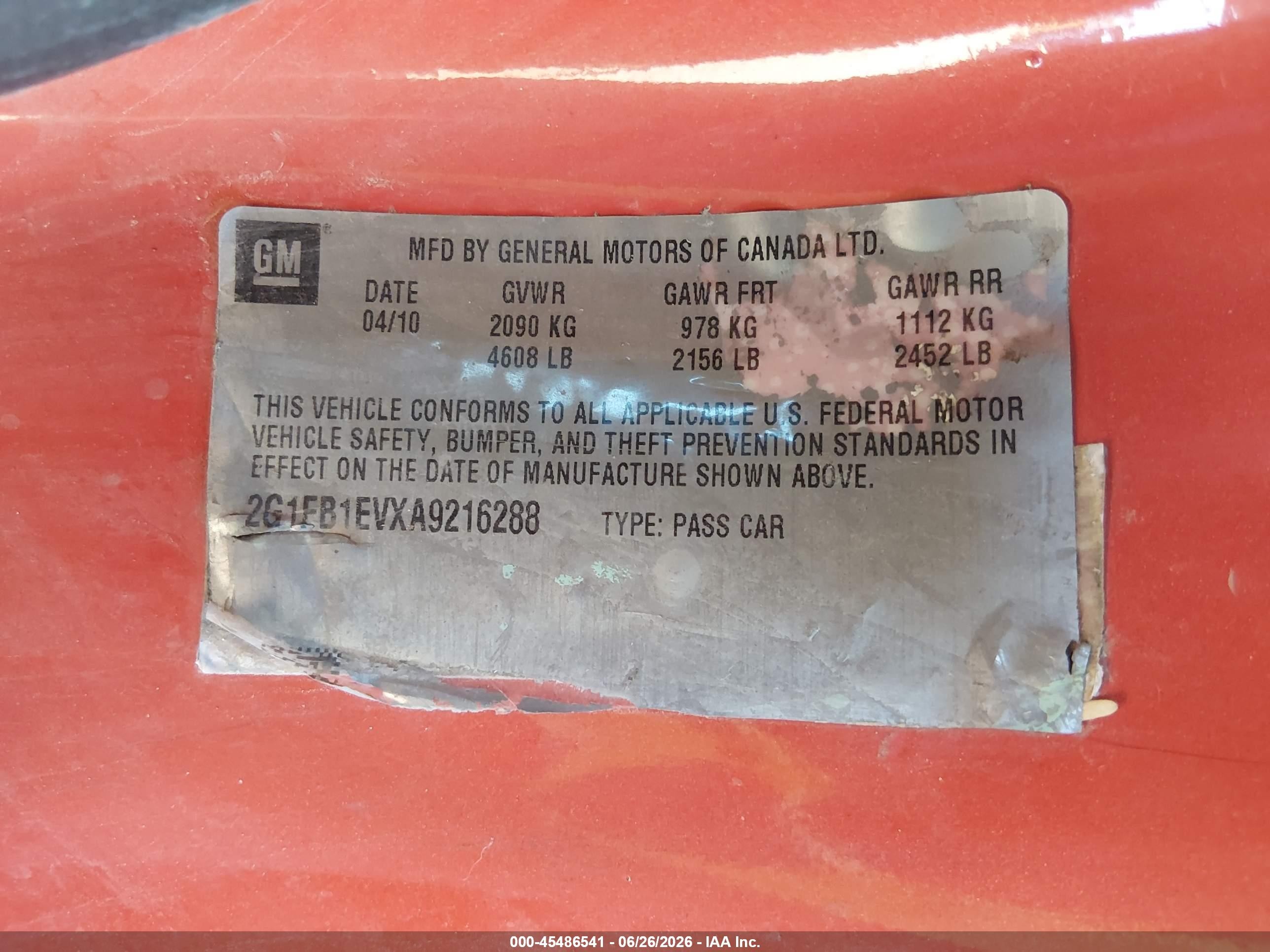 2010 Chevrolet Camaro 1lt Orange vin: 2G1FB1EVXA9216288