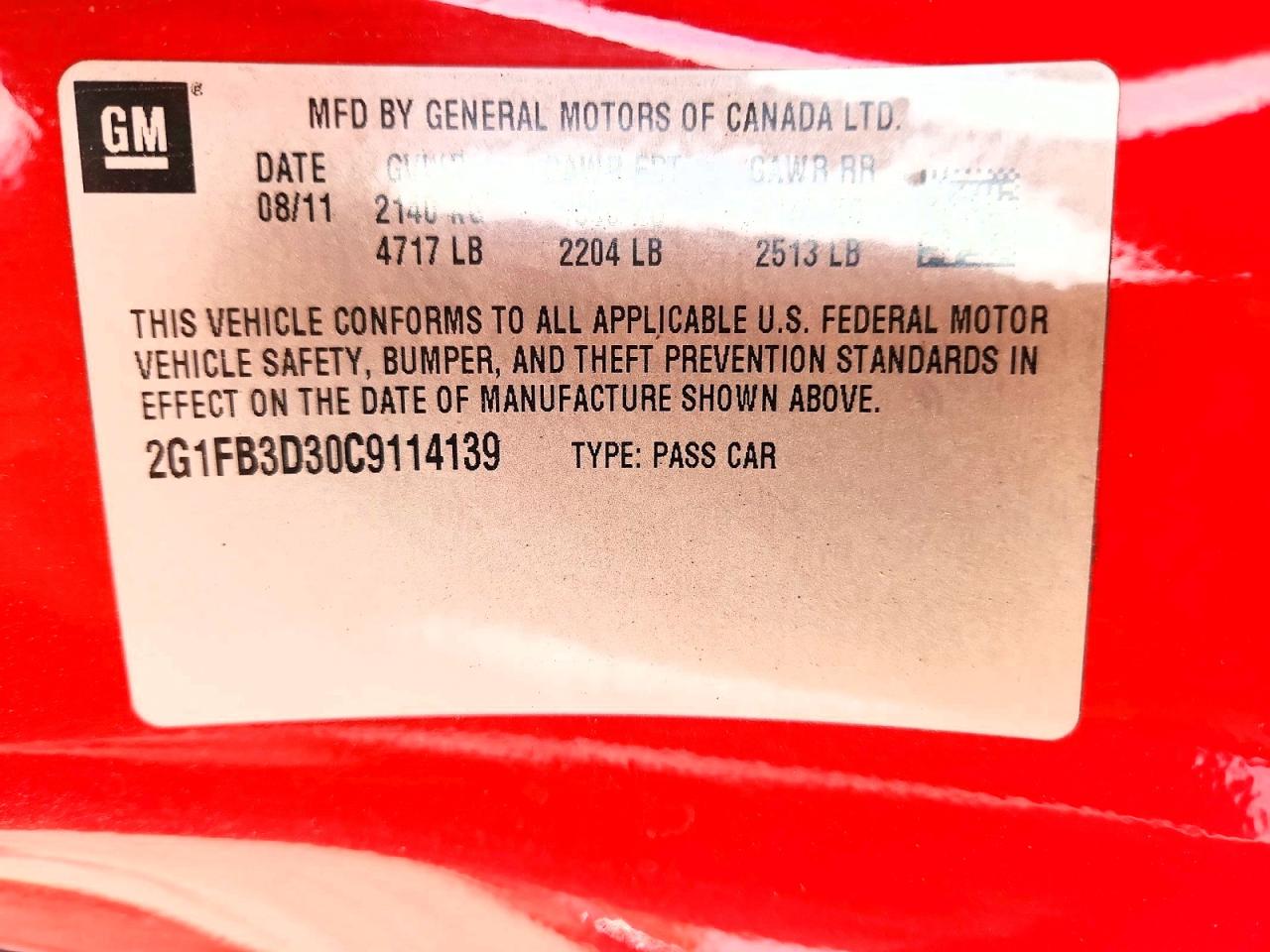 2012 Chevrolet Camaro Lt Red vin: 2G1FB3D30C9114139