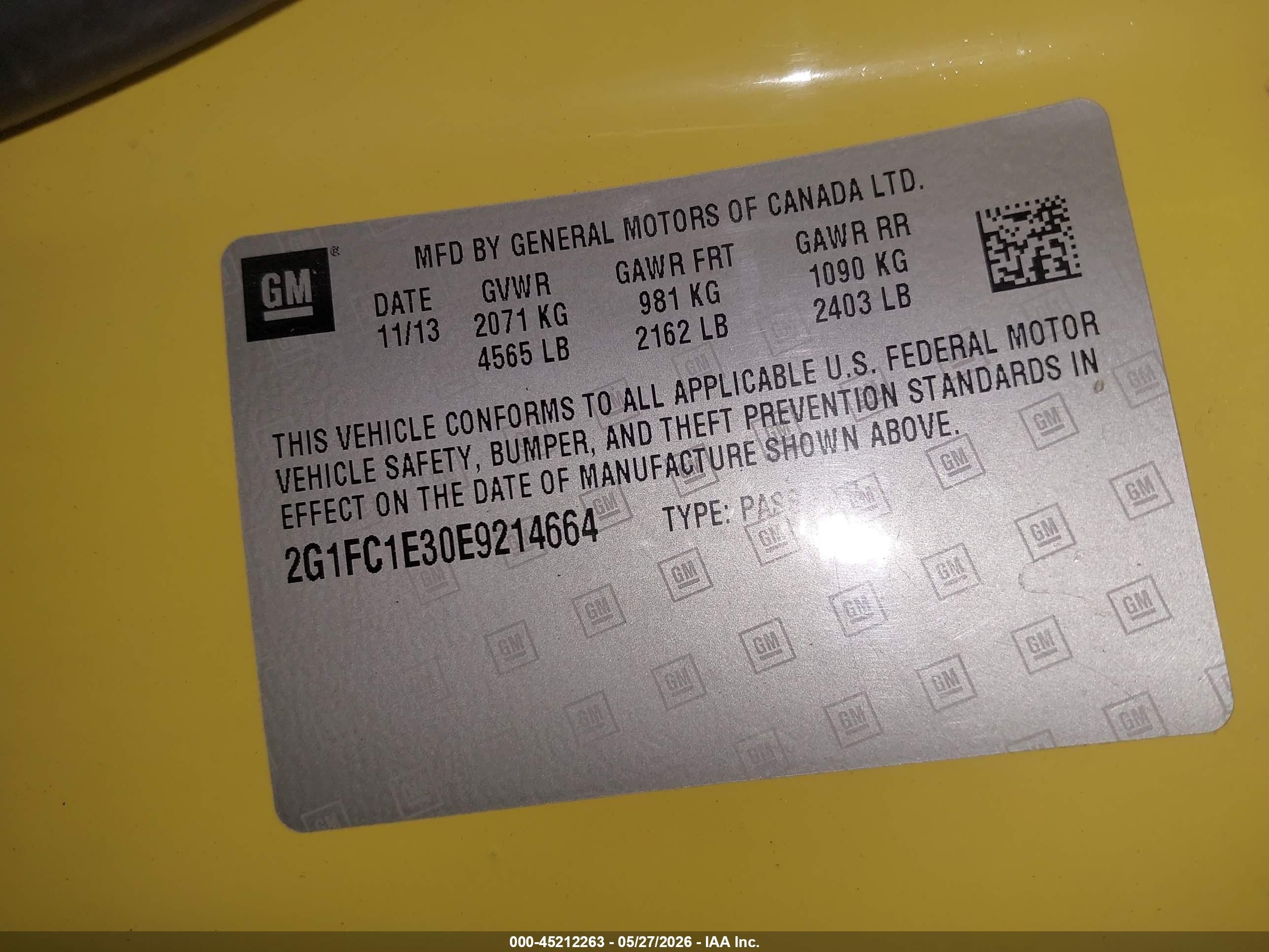2014 Chevrolet Camaro 2lt Yellow vin: 2G1FC1E30E9214664
