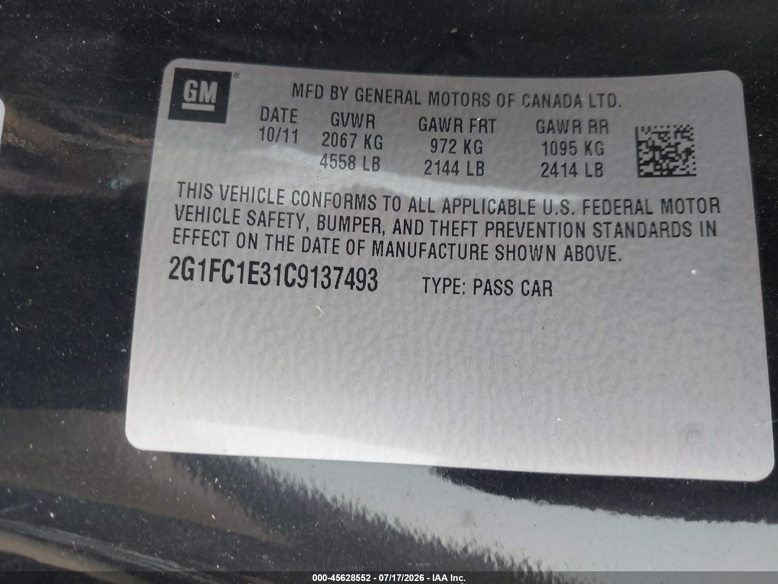 2012 Chevrolet Camaro 2lt Черный vin: 2G1FC1E31C9137493