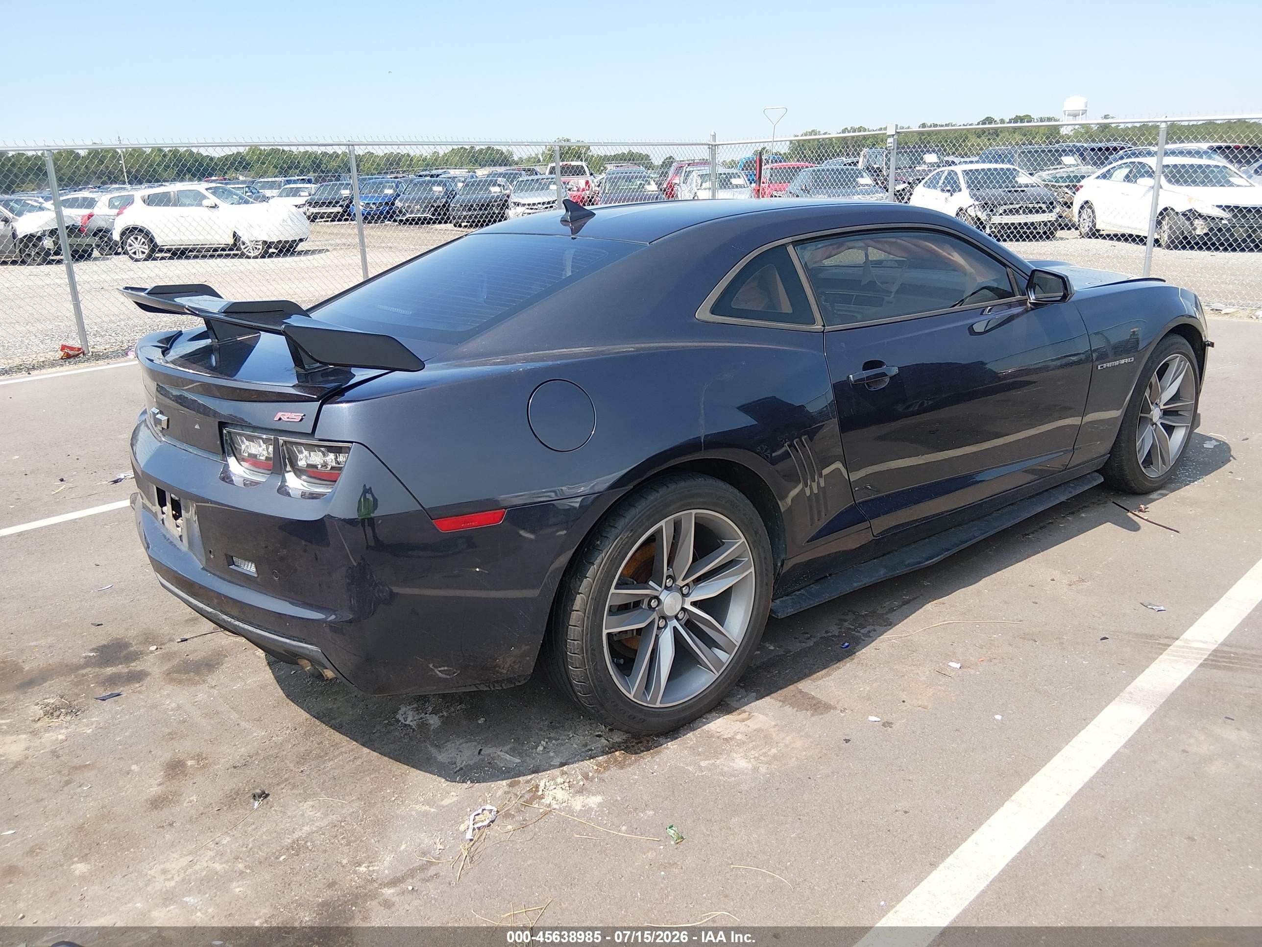 2013 Chevrolet Camaro 2lt Blue vin: 2G1FC1E33D9135519