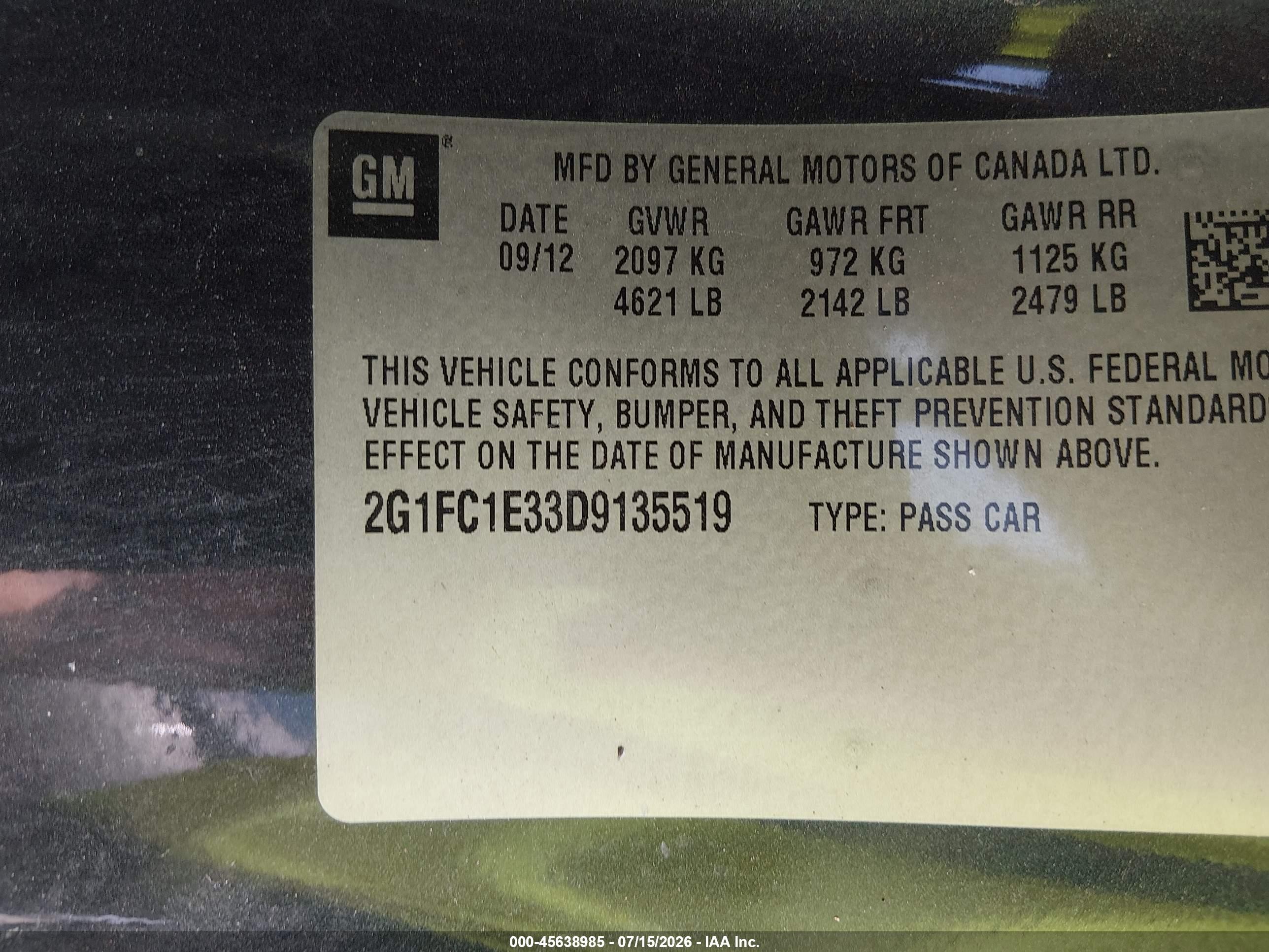2013 Chevrolet Camaro 2lt Blue vin: 2G1FC1E33D9135519