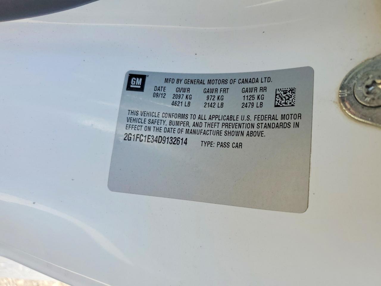 2013 Chevrolet Camaro Lt White vin: 2G1FC1E34D9132614