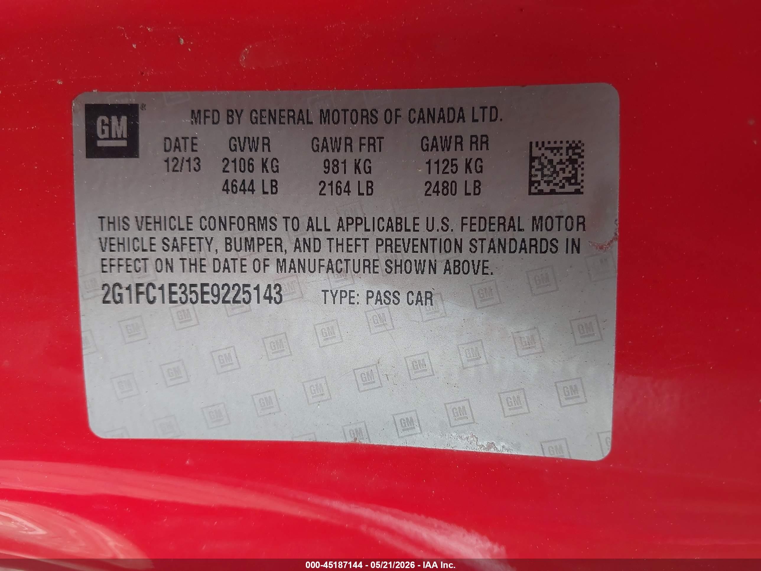 2014 Chevrolet Camaro 2lt Red vin: 2G1FC1E35E9225143