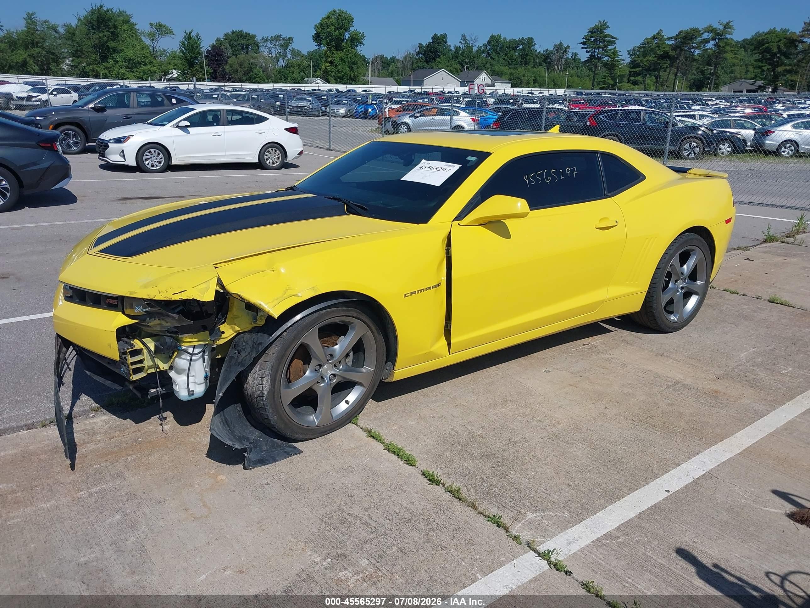 2014 Chevrolet Camaro 2lt Yellow vin: 2G1FC1E35E9316154