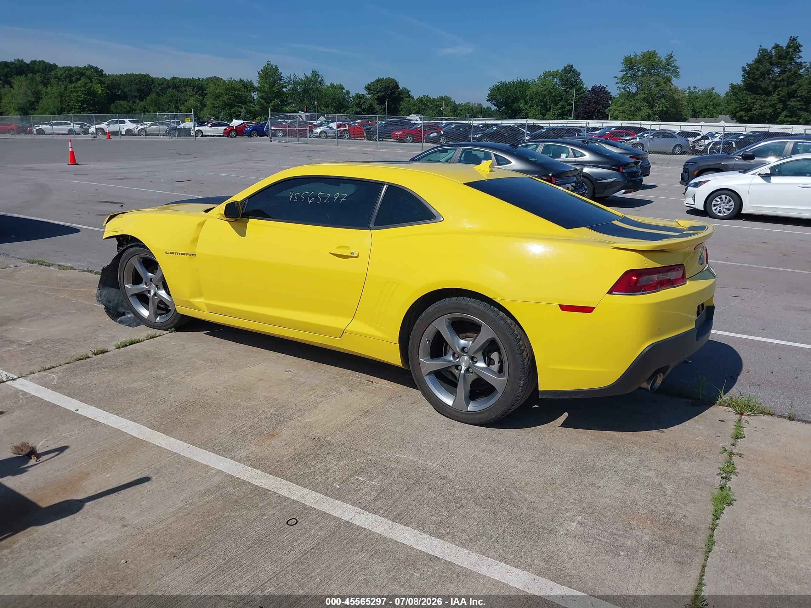 2014 Chevrolet Camaro 2lt Yellow vin: 2G1FC1E35E9316154