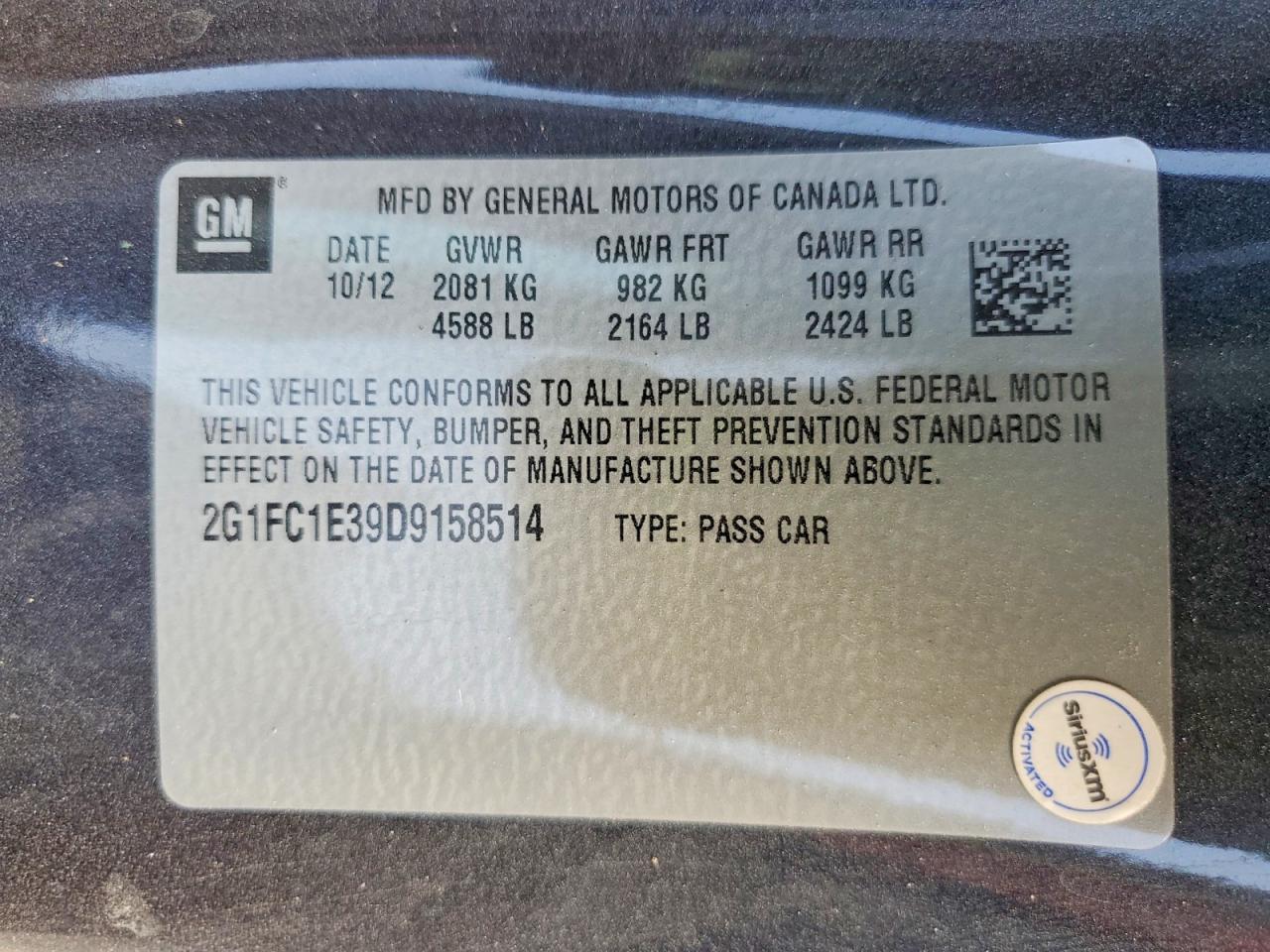 2013 Chevrolet Camaro Lt Blue vin: 2G1FC1E39D9158514