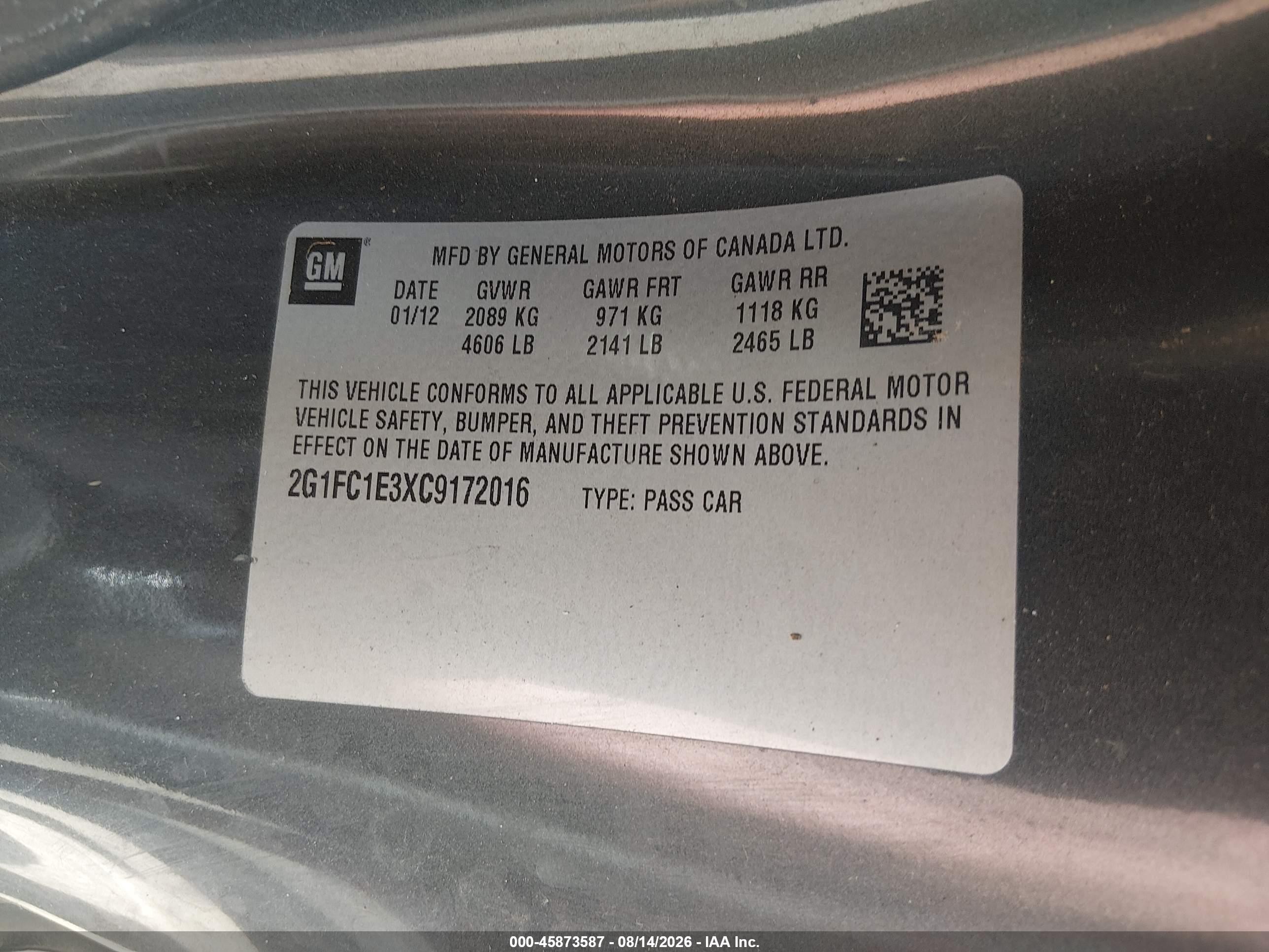 2012 Chevrolet Camaro 2lt Black vin: 2G1FC1E3XC9172016