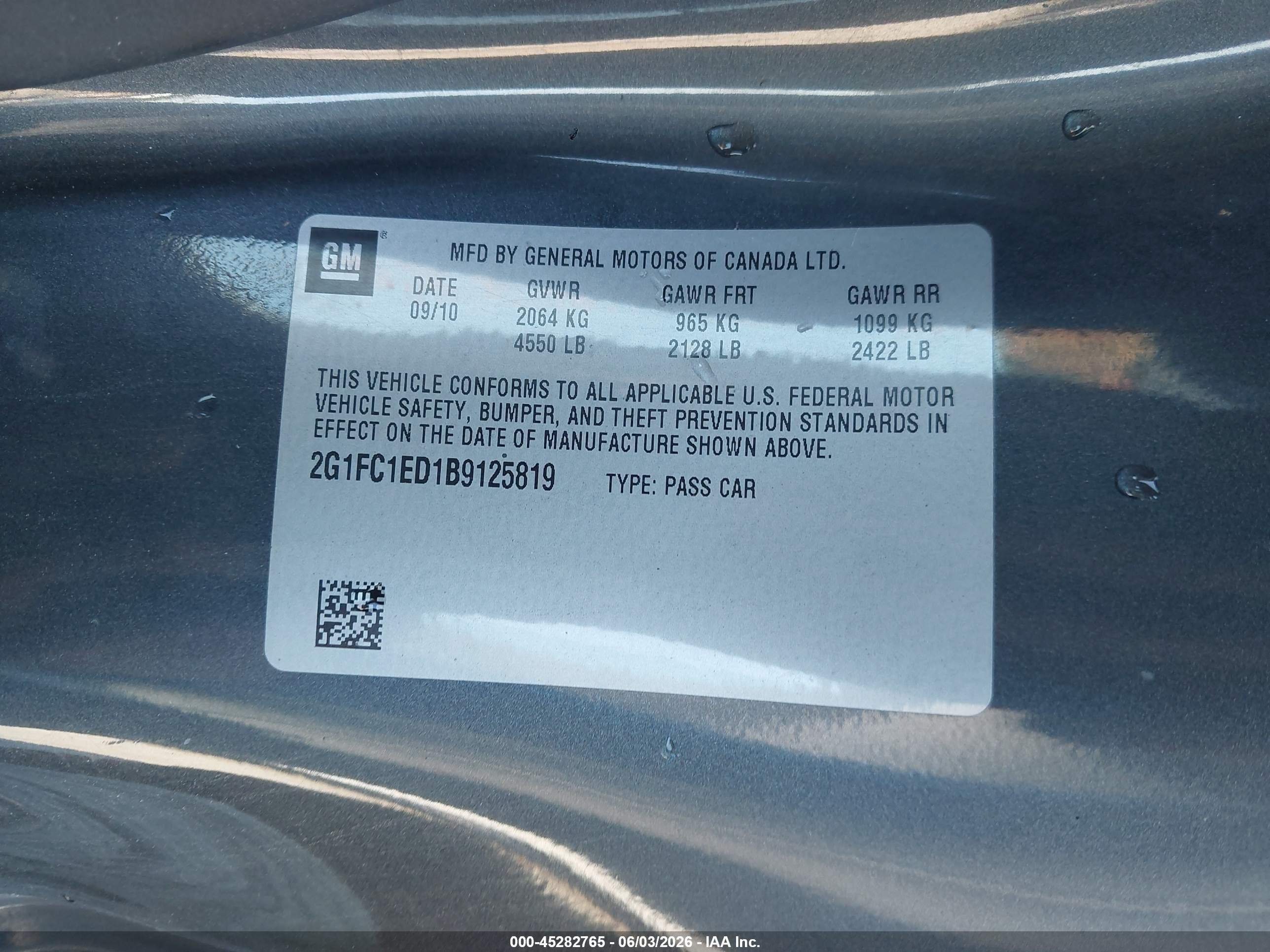 2011 Chevrolet Camaro 2lt Navy vin: 2G1FC1ED1B9125819