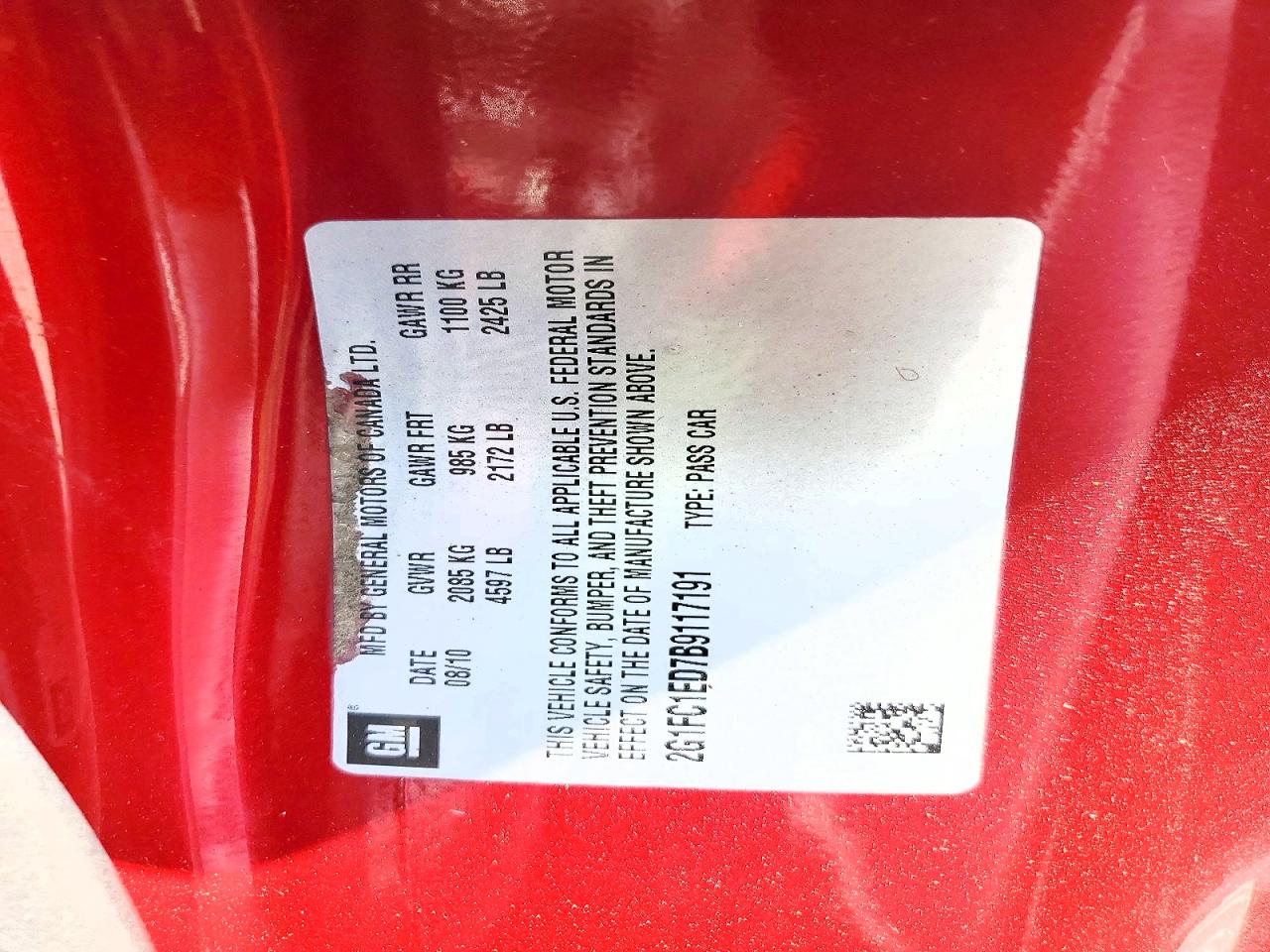 2011 Chevrolet Camaro Lt Burgundy vin: 2G1FC1ED7B9117191