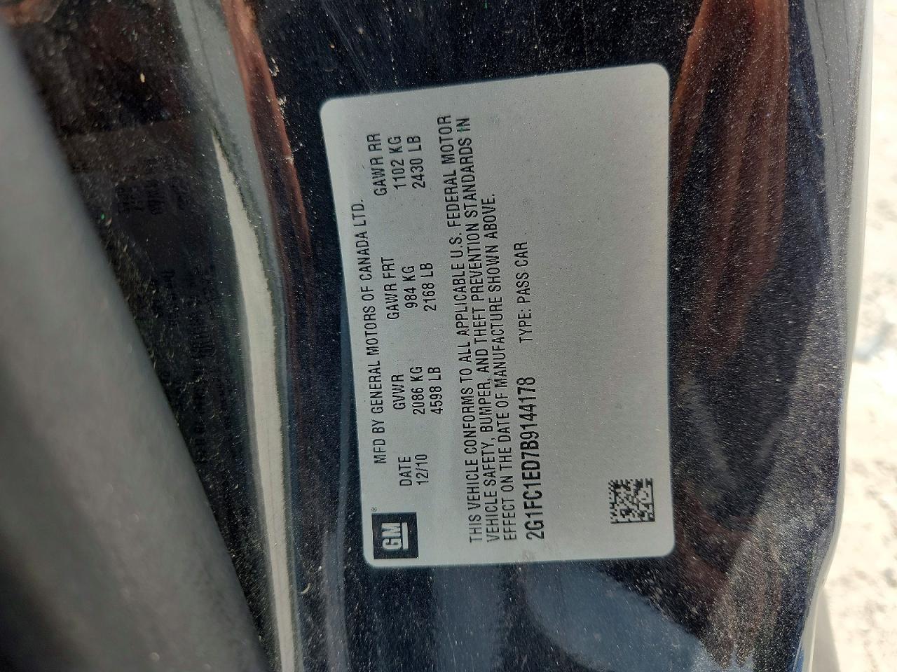 2011 Chevrolet Camaro Lt Черный vin: 2G1FC1ED7B9144178