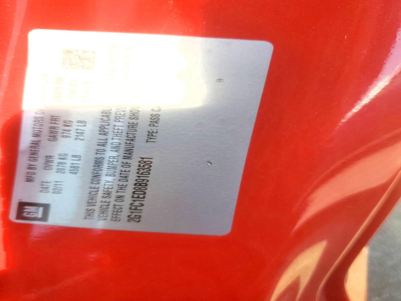 2011 Chevrolet Camaro Lt Red vin: 2G1FC1ED8B9163581