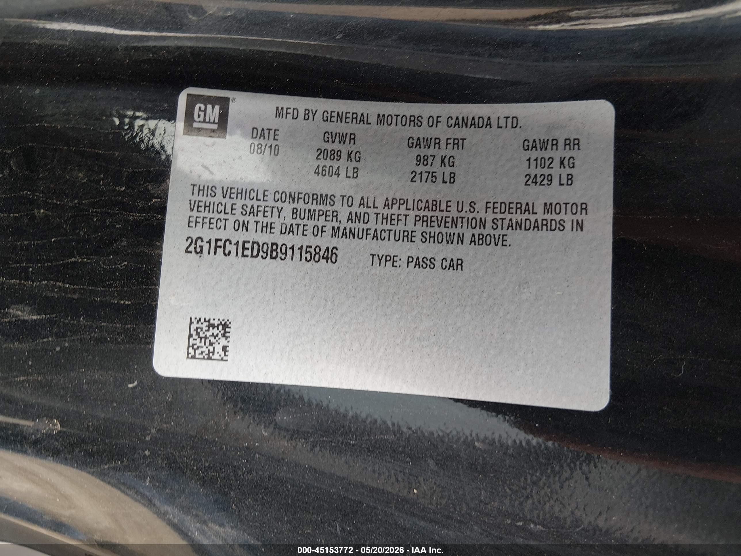 2011 Chevrolet Camaro 2lt Black vin: 2G1FC1ED9B9115846