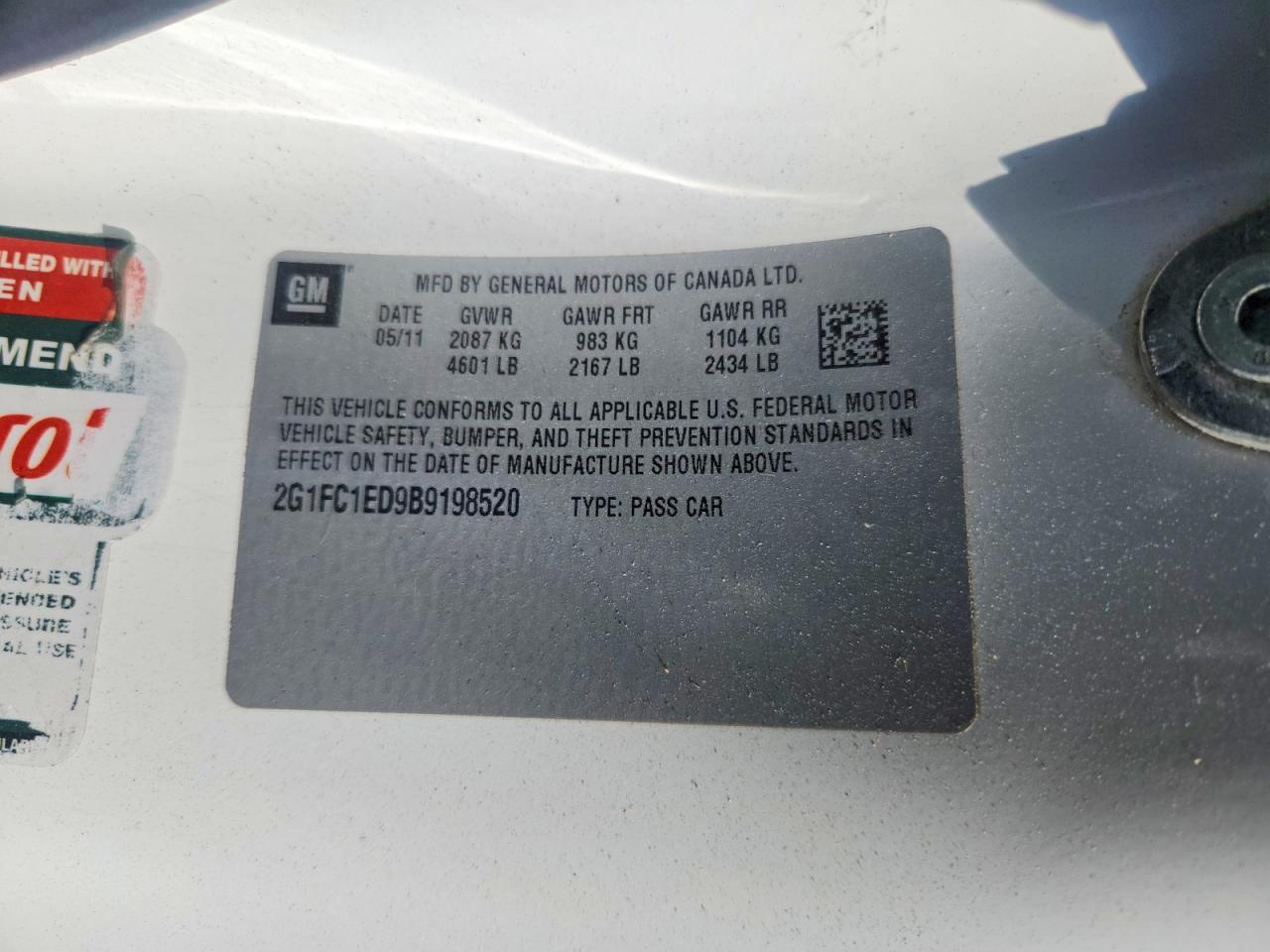 2011 Chevrolet Camaro Lt White vin: 2G1FC1ED9B9198520